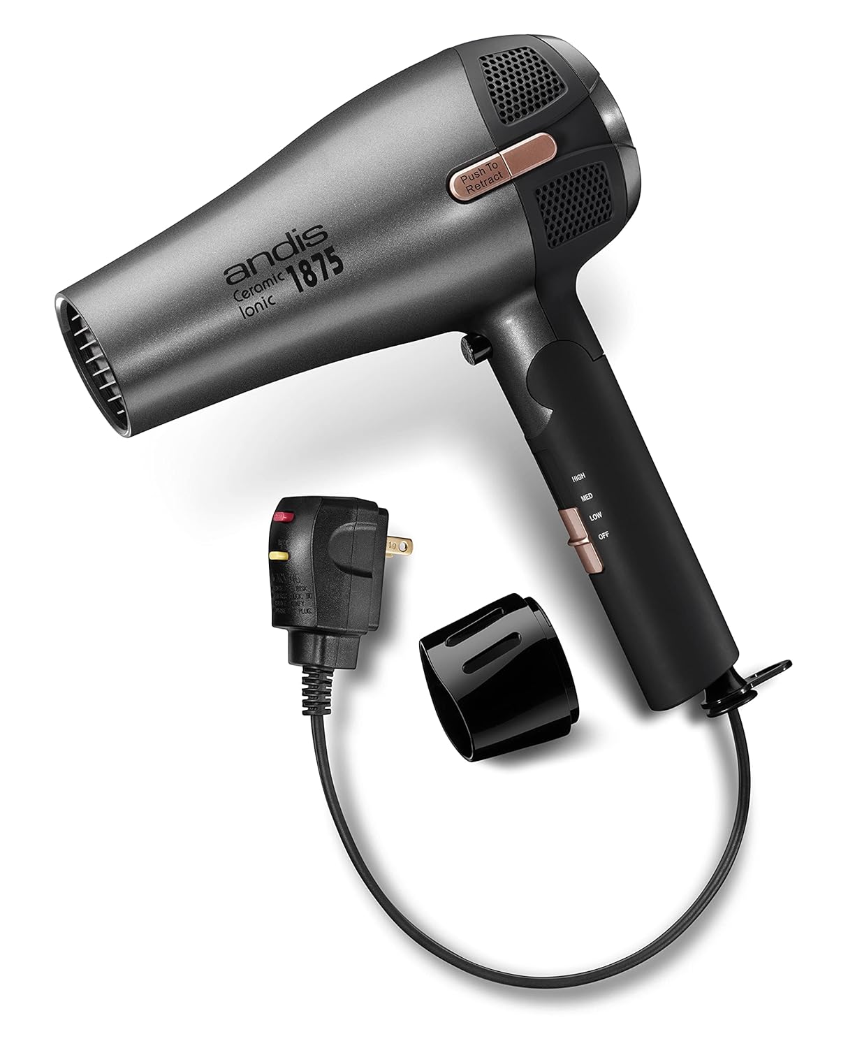 Andis 80280 Fold-n-go 1875 Watt Ceramic Ionic Dryer, Retractable Cord, Lightweight with Professional Blowout Results, Quick Drying Blow Dryer, Black/Silver - Image 10