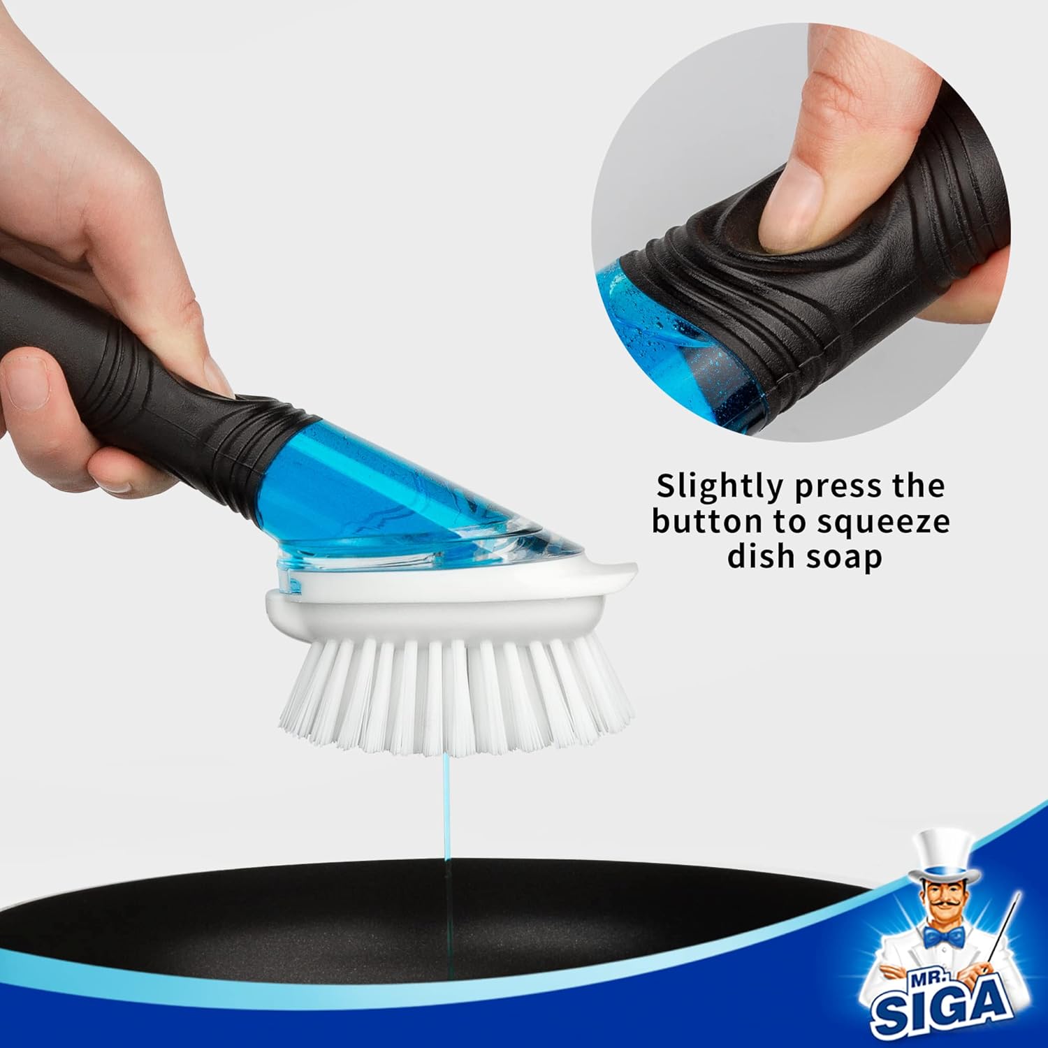 MR.SIGA Soap Dispensing Dish Brush Storage Set, Kitchen Brush with Holder for Pot Pan Sink Cleaning - Image 3
