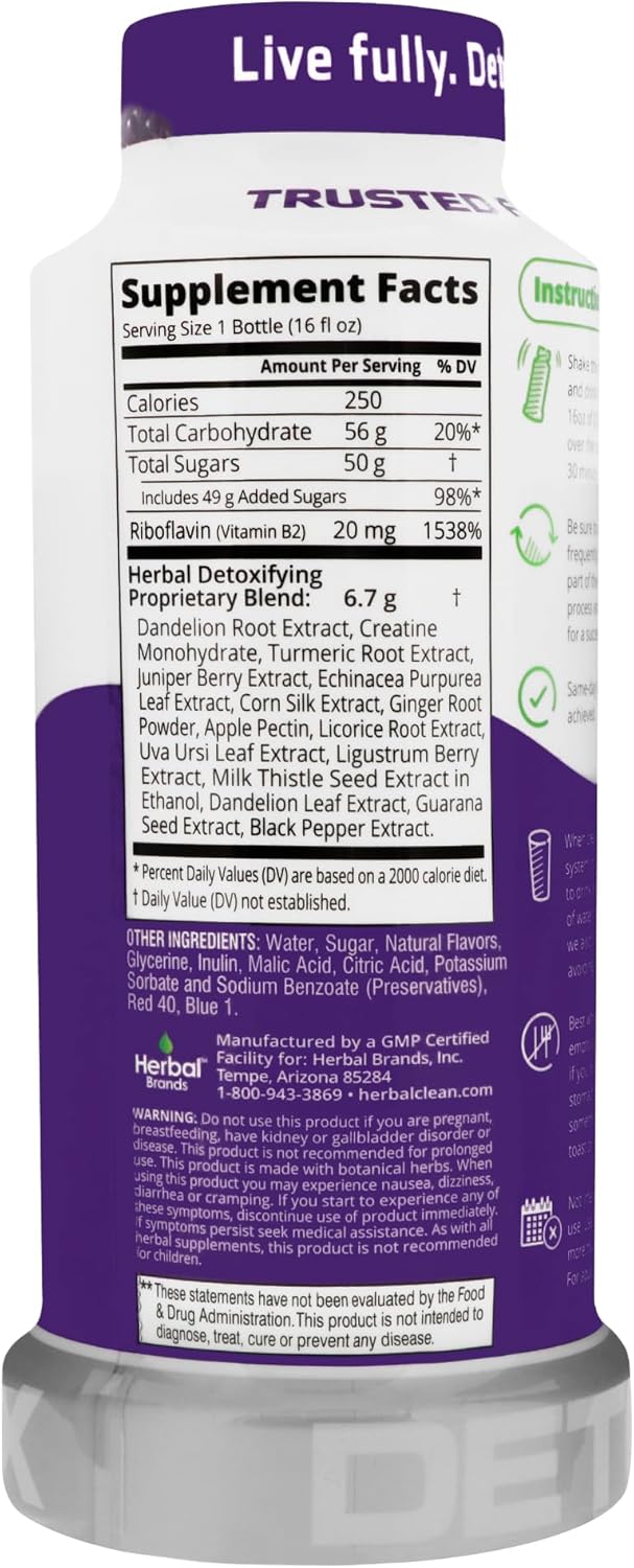 Herbal Clean - QCarbo16 Same-Day Detox Drink, Grape Flavor, (16 fl oz) - Image 2