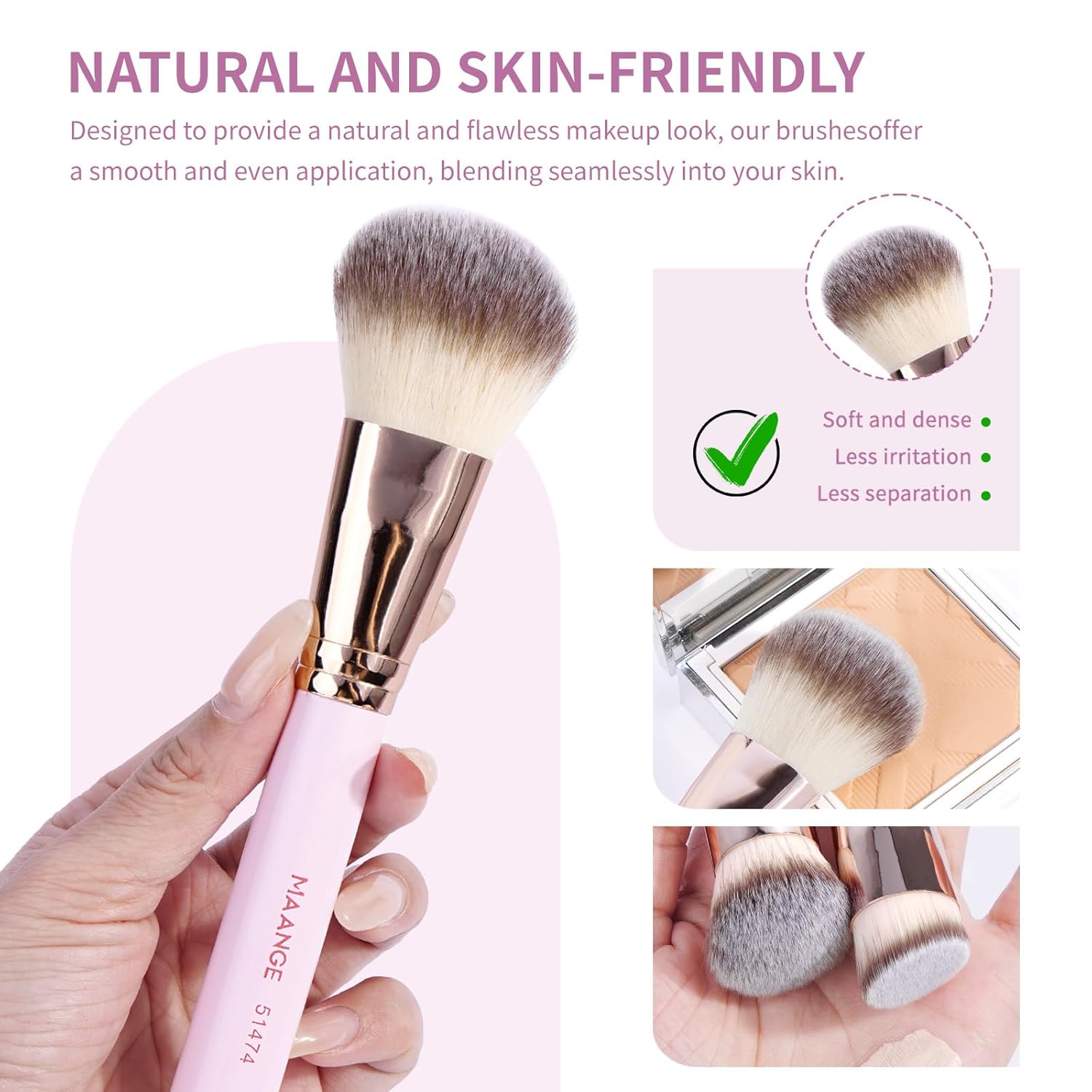 MAANGE 7 PCS Professional Makeup Brushes Premium Synthetic Makeup Brush Set For Foundation Eyeshadow Powder Concealers Brush Travel Make up Brushes Set (Pink) - Image 3