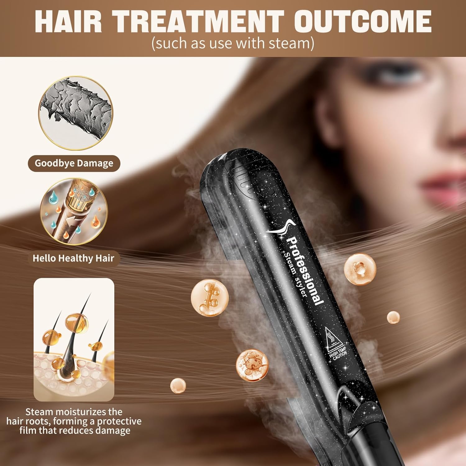 DORISILK 2.0 Upgraded Steam Straighteners for Hair, Professional Salon Ceramic Tourmaline Vapor Steam Flat Iron Hair Straightener and Curler 2 in 1 Straightening Curling Iron, Dual Voltage LED Temp - Image 3
