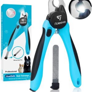 LED Dog Nail Clipper with Light, Illuminates Nails or Bloodline for Safe and Easy Trimmers, Extra Sharp for Thick Nails, Quick Sensor, Avoid Over Cutting Toenail, for Cats & Dogs