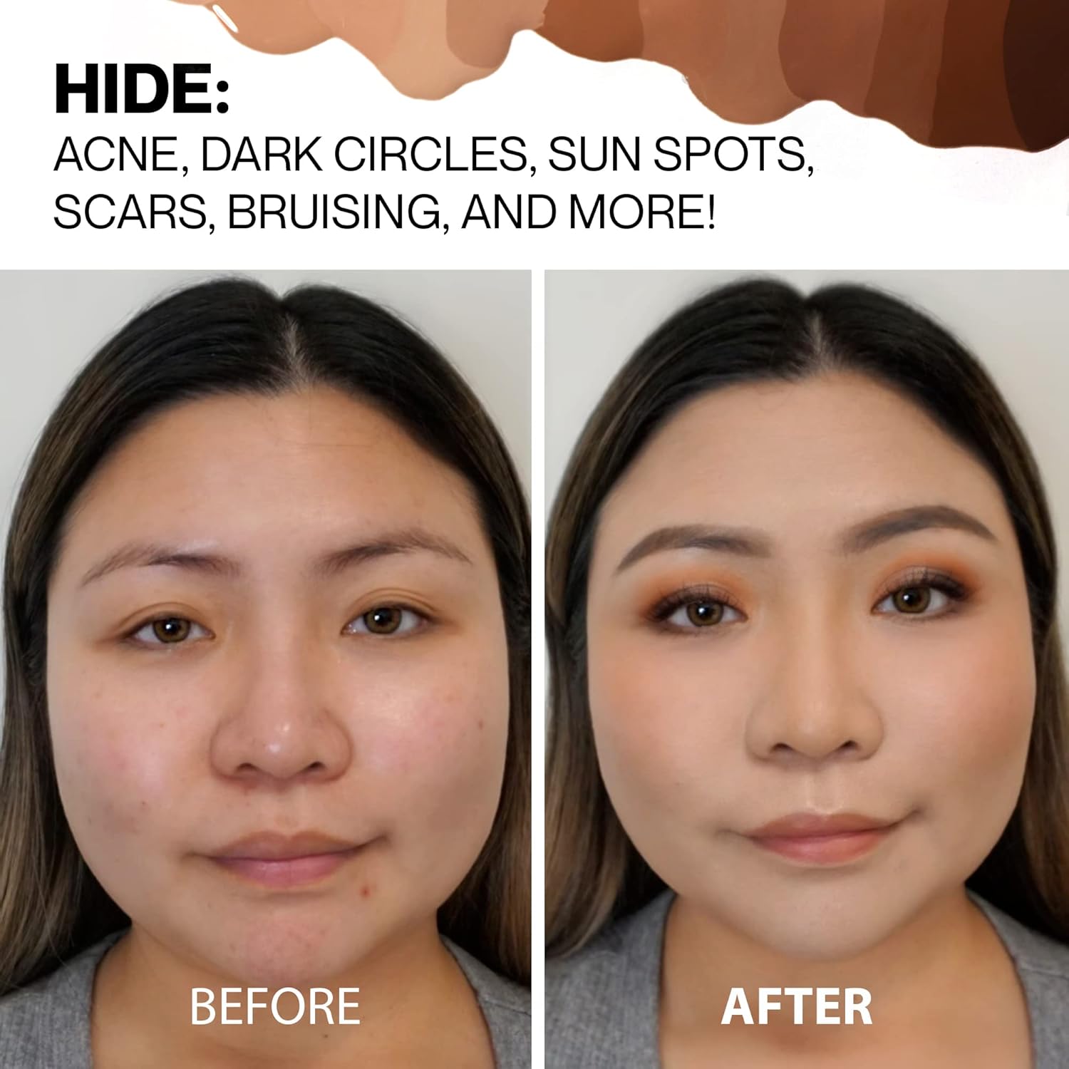 HIDE Liquid Concealer, Medium to Full Coverage Concealer for Blemishes, Under Eye Dark Circles & Scars, Oil Free Concealer, Nude (See Shade Finder), 0.5 fl oz - Image 8