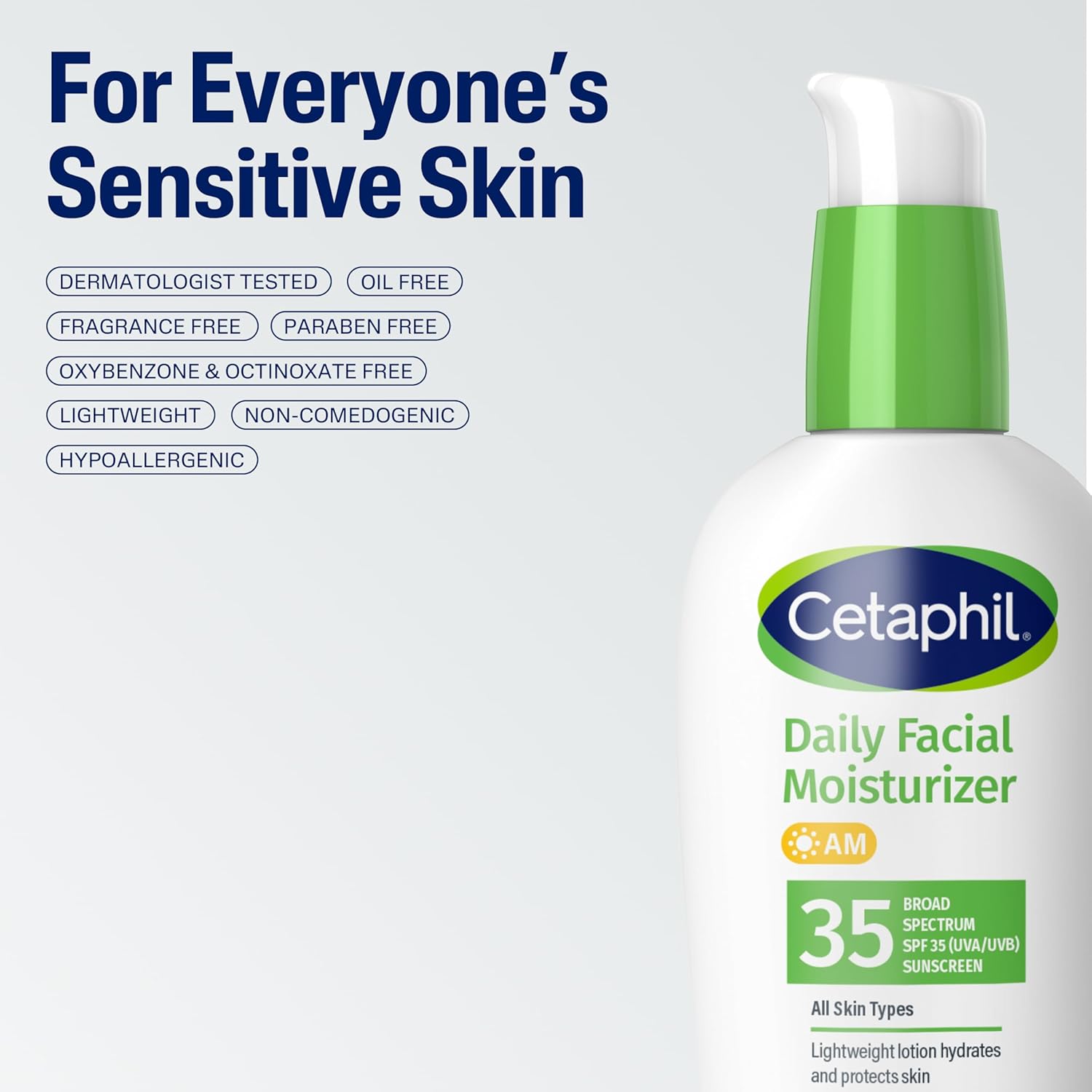 Cetaphil Face Moisturizer, Daily Oil Free Facial Moisturizer with SPF 35, For Dry or Oily Combination Sensitive Skin, Fragrance Free Face Lotion - Image 7