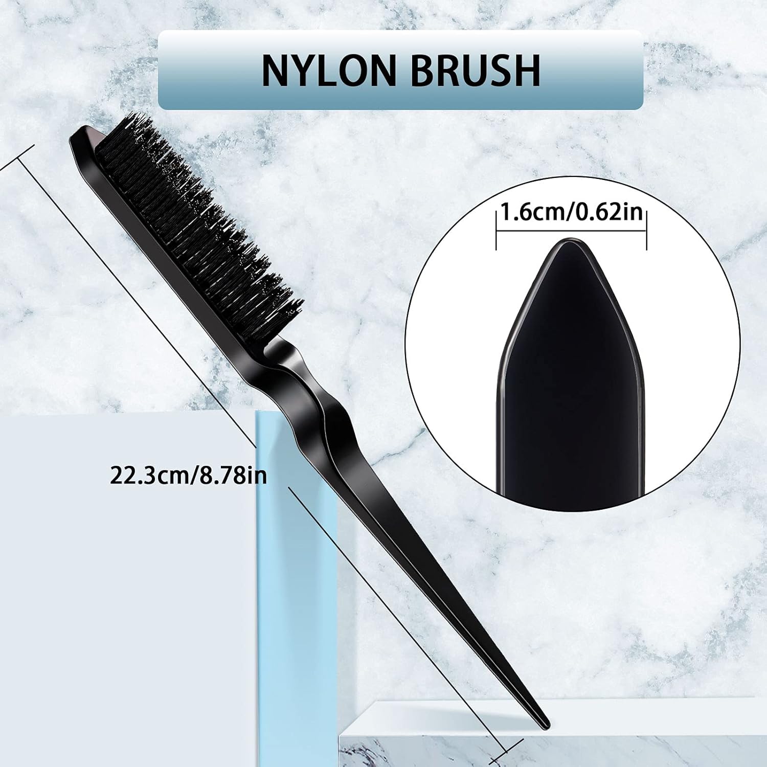 Geiserailie 3 Pcs Slick Back Hair Brush Set Bristle Brush Edge Control Teasing Comb for Women Black Hair(Black) - Image 3