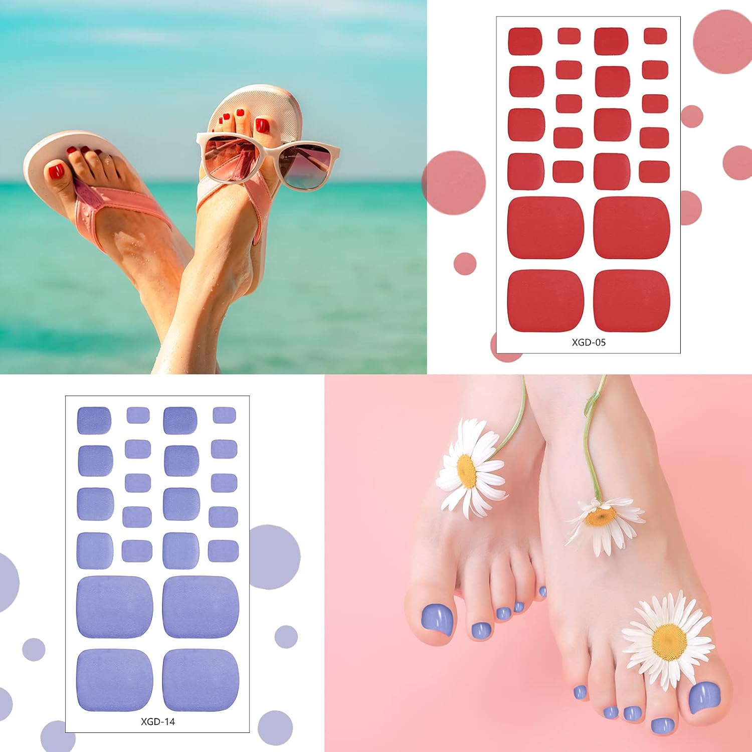 Maitys 352 Pieces 16 Sheets Toenail Polish Stickers Strips Adhesive Toe Nail Wraps Full Wraps Polish Strips DIY Manicure Decal with 2 Pieces Nail Files(Chic Color) - Image 6