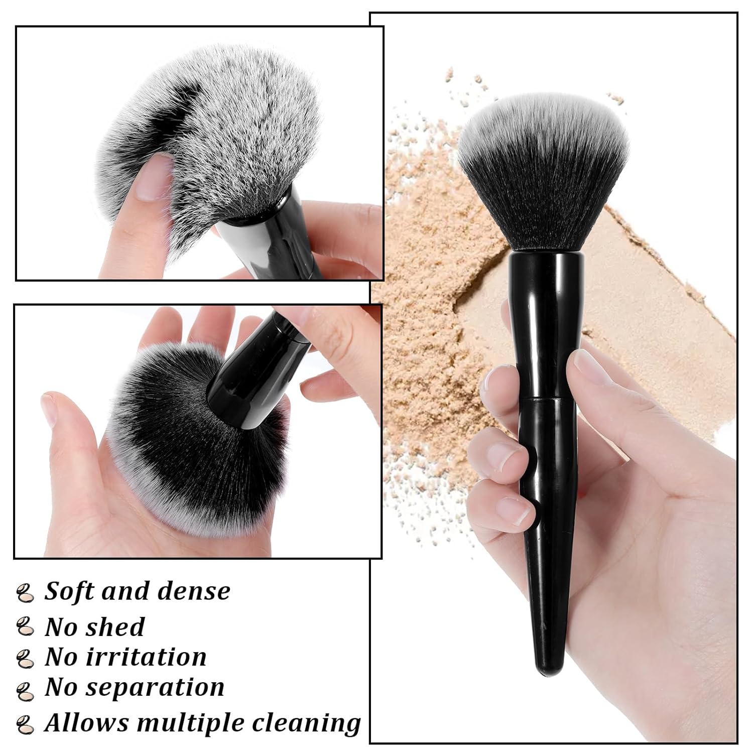 Setting Ultra Plush Fluffy Powder Brush Large Powder Brush Foundation Makeup Brush Powder Brush for Loose Powder,Big Makeup Brush for All-Over Powder Application with Powder Bronzer Foundation - Image 3