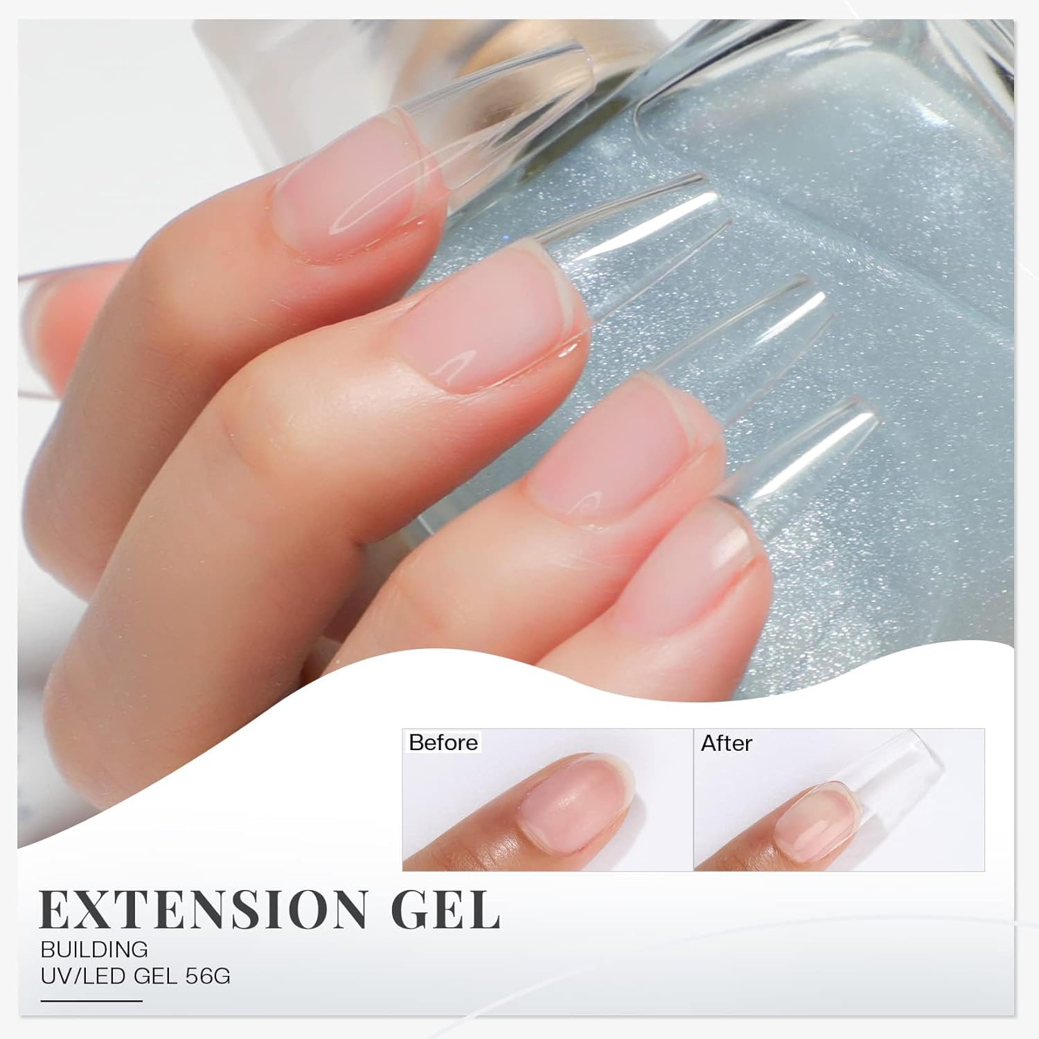 Morovan Clear Builder Gel for Nails: UV/LED Hard Gel Kit - 2oz Strong 3D Sculpting Extension Strengthen Professional Art Manicure Set with Forms & Brush Supplies - Image 4