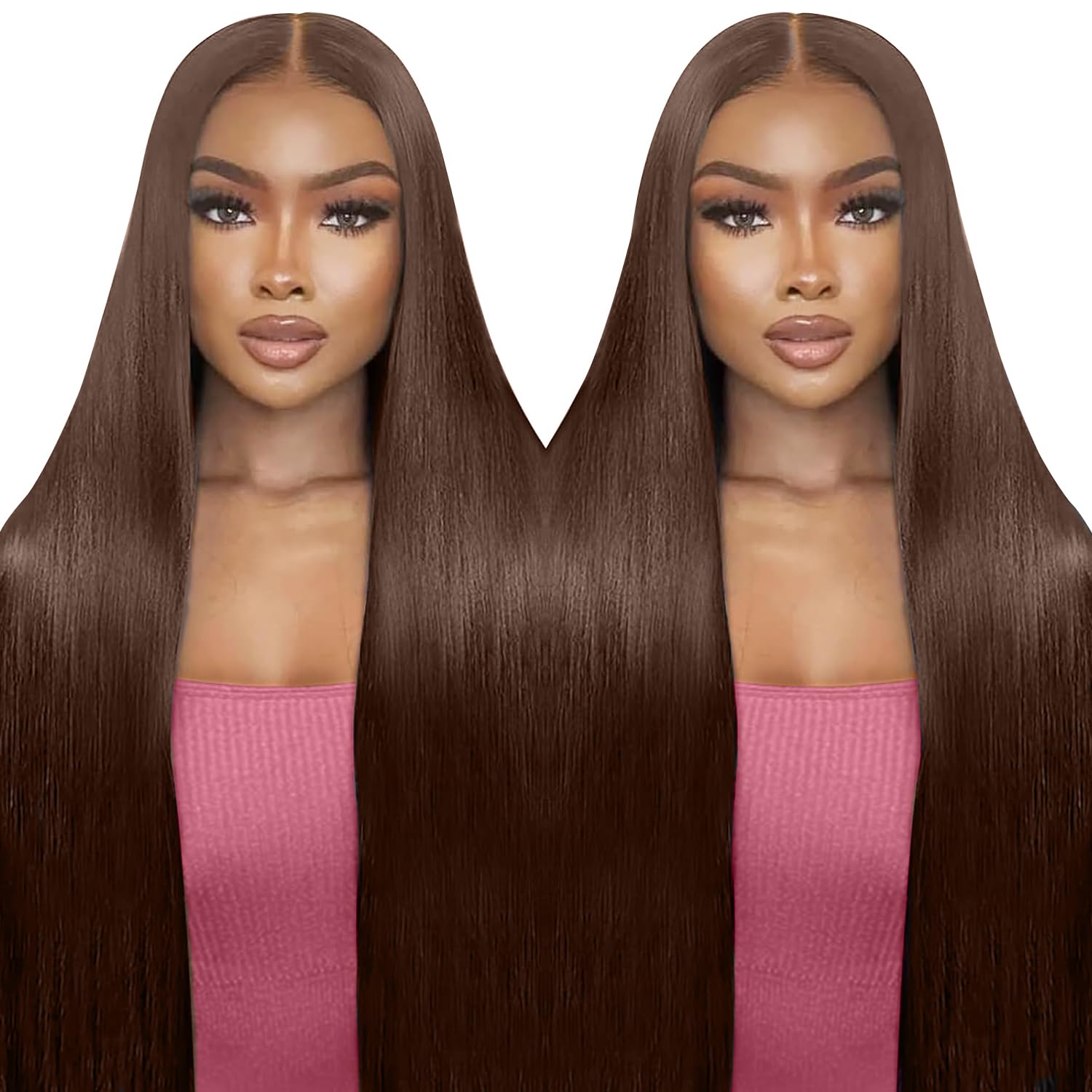 Chocolate Brown Lace Front Wigs Human Hair Pre Plucked Dark Brown Wear And Go Glueless Wig 9x6 Straight Wigs Human Hair 220% Density Colored #4 Brown Glueless Wig Hd Lace Frontal Wigs For Women 24Inch
