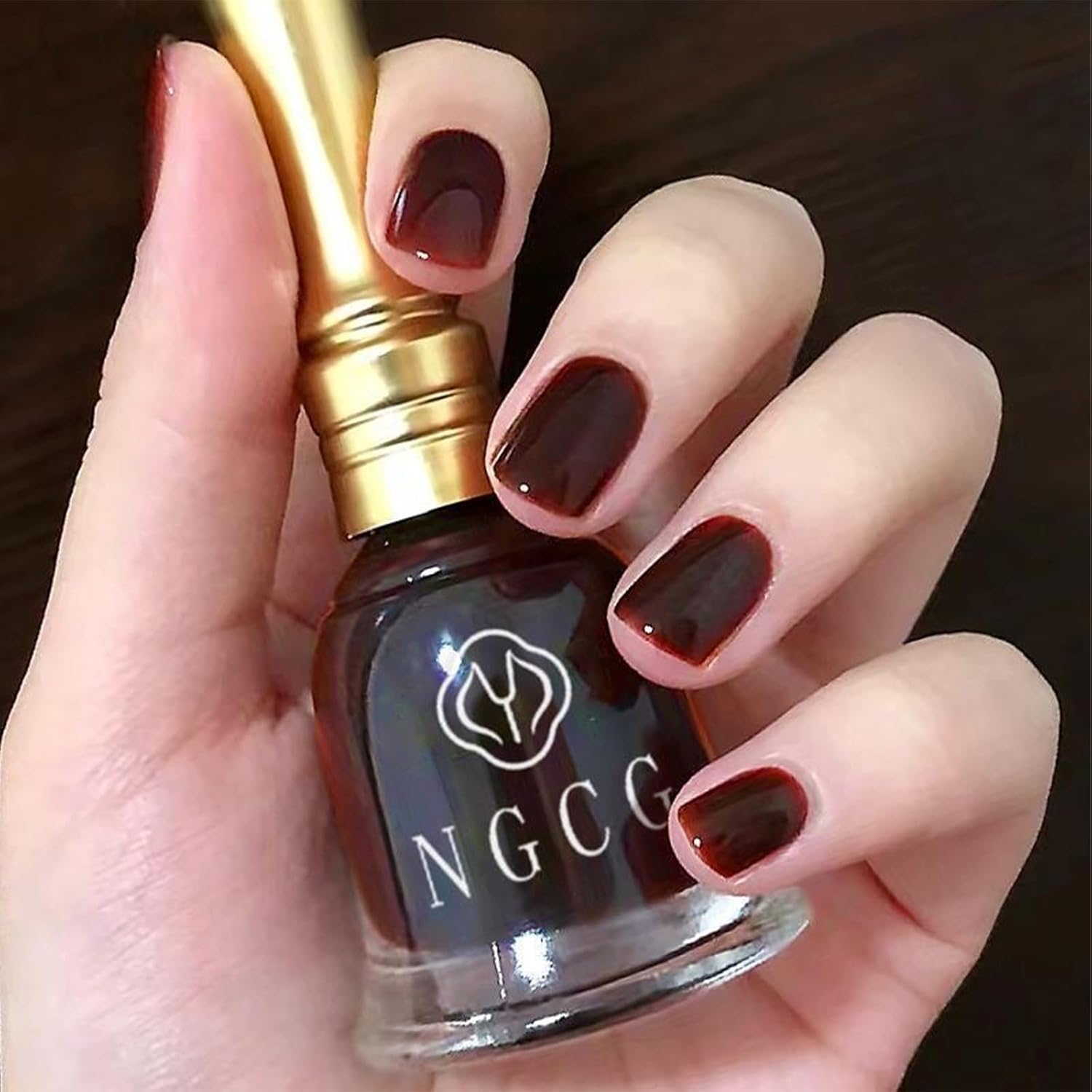 COSMOO 15ml Dark Red Quick Dry Nail Polish, Brown Red Chip-Resistant Nail Lacquer for Nail Art - Image 7