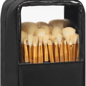 MONSTINA Makeup Brush Organizer Bag,Large Capacity Portable Stand-Up Makeup Brush Holder,Professional Artist Makeup Brush Sets Case Dust-proof TPU Transparent Clear