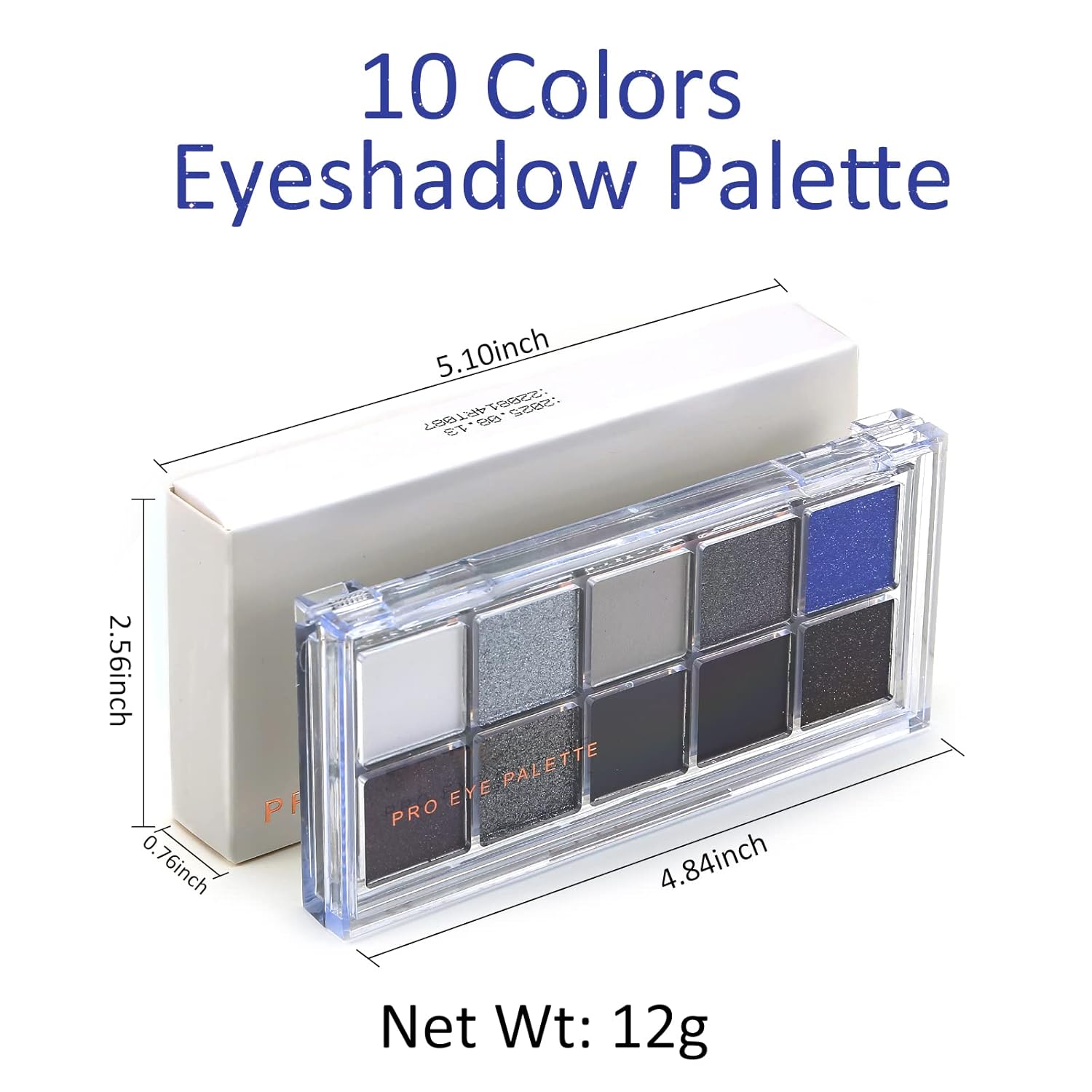 Erinde 10 Color Eyeshadow Palette Makeup - Matte Shimmer Glitter Eye Shadow, Ultra-Blendable, High Pigmented, Black Gray Blue Smokey Eyeshadow Palette with Professional Brush - Image 7