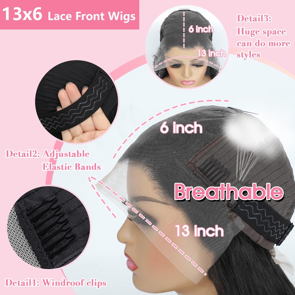 30 Inch 13x6 Lace Front Wigs Human Hair 200 Density Straight HD Lace Front Wigs Human Hair Pre Plucked with Baby Hair Glueless Wig Virgin Human Hair Lace Front Wigs for Women - Image 4