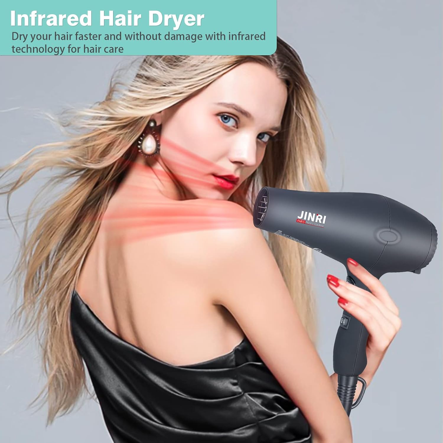 1875w Professional Tourmaline Hair Dryer,Negative Ionic Salon Hair Blow Dryer,DC Motor Light Weight Low Noise Hair Dryers with Diffuser & Concentrator & Comb - Image 4