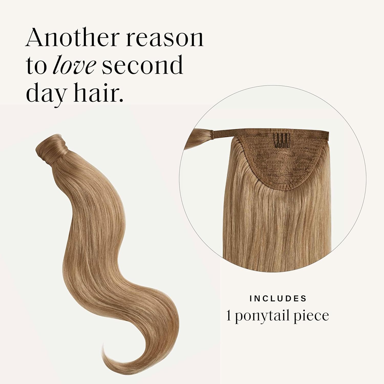 Luxy 100% Remy Human Hair, Clip-In Ponytail Extension, One-Piece Wrap & Secure Prongs - Natural Looking Volume & Length for All Hair Types 120 grams 20" Dirty Blonde Ponytail - Image 3