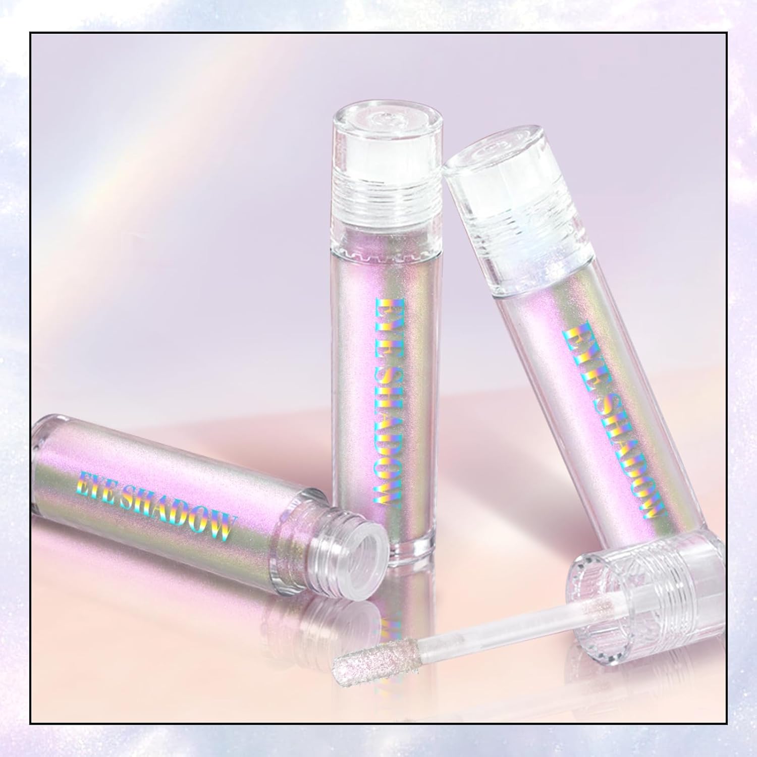 Liquid Glitter Eyeshadow, Shimmer Chameleon Holographic Metallic Multichrome Highlighter, Long Lasting Waterproof White Purple Eye look, Sparkling Quick Dry Face Eye pigmented Makeup 04 - Image 7
