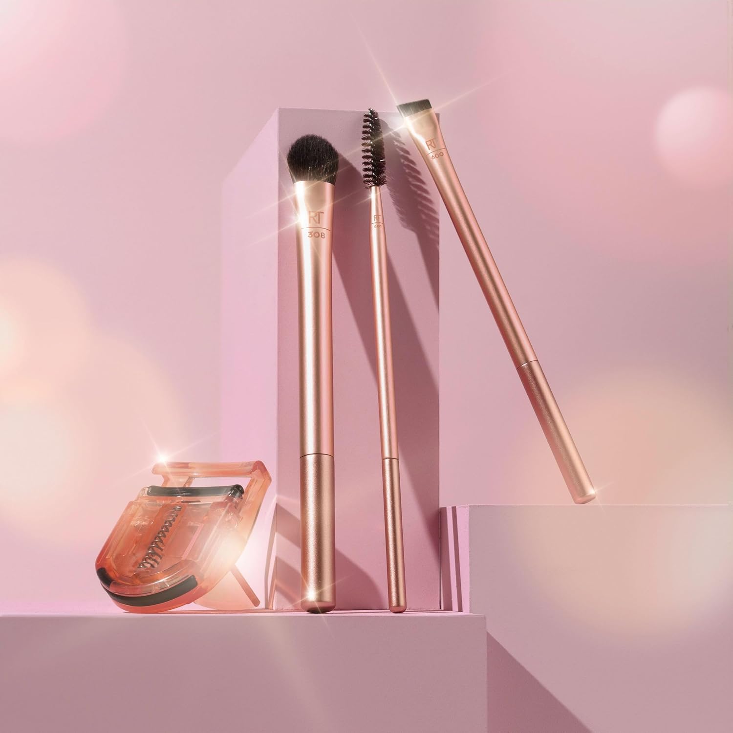 Real Techniques Starlit Gaze Eye + Lash 4 Piece Holiday Gift Set, Eye Makeup Brush Set For Eyeshadow & Brow Products, Mini Eyelash Curler For Travel, Stocking Stuffer, Limited Edition, Cruelty-Free - Image 5