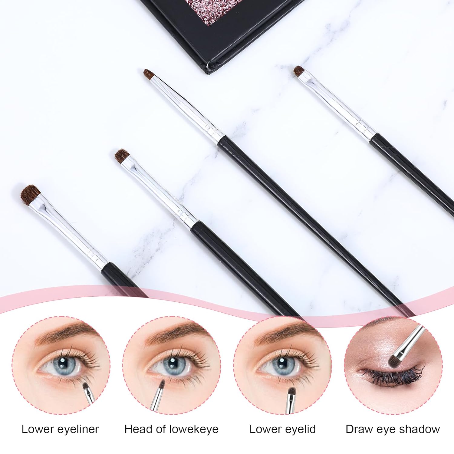 8Pcs Eye Makeup Brush Sets Ultra Thin Precision Eyeshadow Brushes, Fine Point Eyeliner Brush, Professional Eye Shadow Brushes for Eyeshadow Eyeliner Brushes Powder Gel Cream Liquid Concealer Brush - Image 3