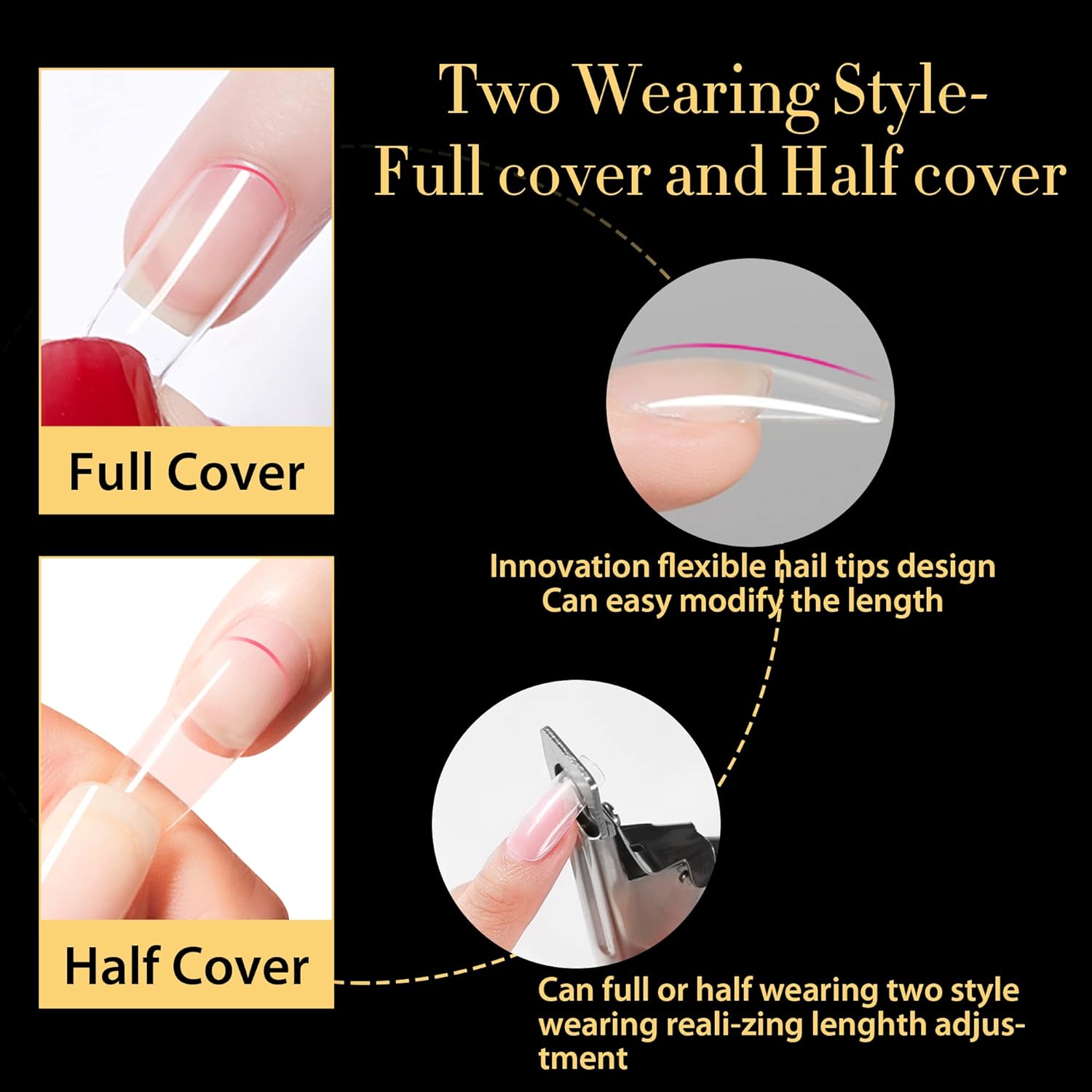 UNA GELLA Extra Long Tapered Sqaure Nail Tips, No C Curve Pre-file 120Pcs Square Press on Nails XXL Long Square Gel Nail Tips Full Cover Acrylic Straight for Nails Extension Art DIY Salon 12 Sizes - Image 6