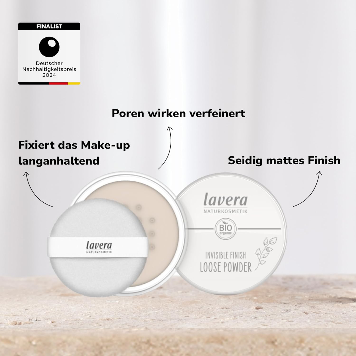 lavera Invisible Finish Loose Powder - Long Lasting Setting Powder - Sets Make Up & Provides Matte Finish - Transparent Face Powder - PETA Certified - Vegan - Made in Germany - 0.4 Oz - Image 3