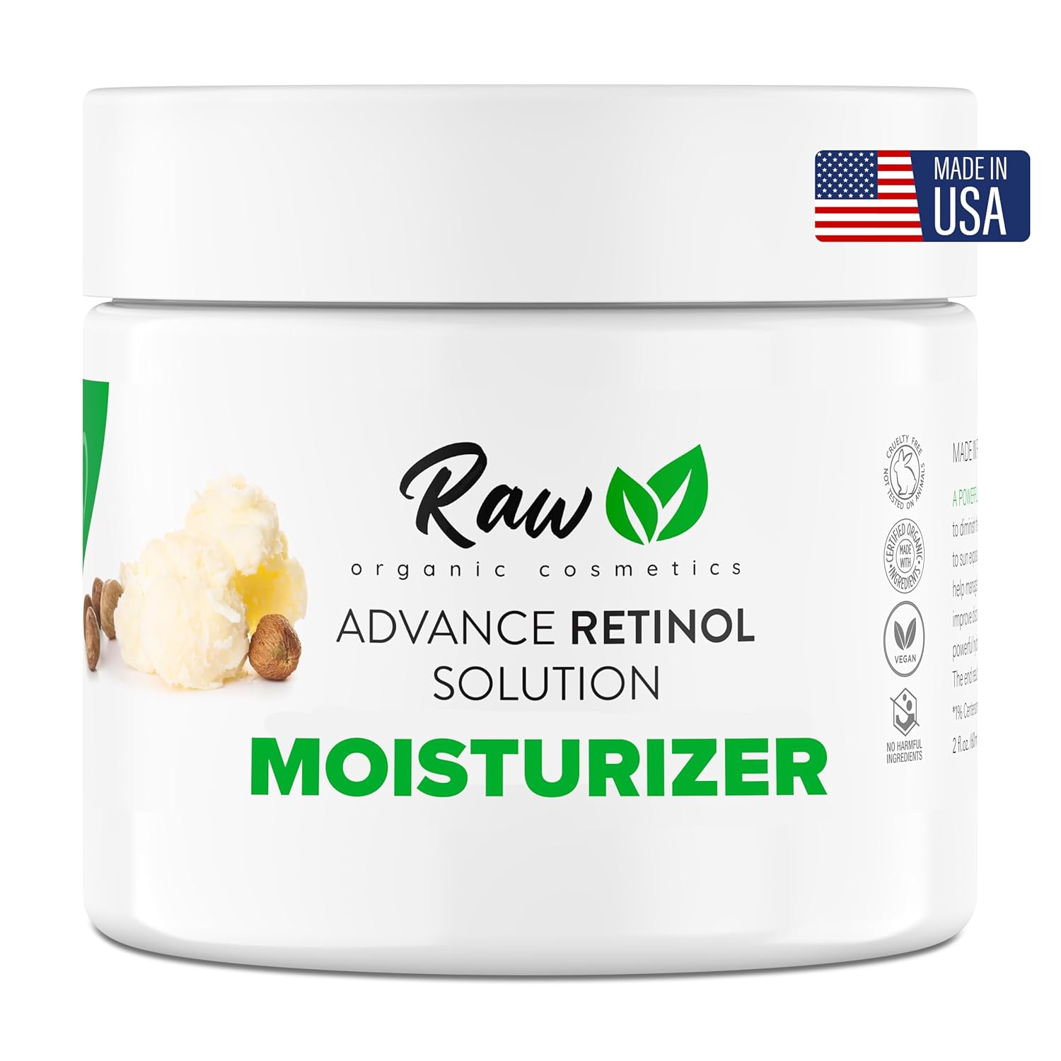 USDA Organic Retinol Face Cream 2.5% - Beginner-Friendly Anti Aging Moisturizer for Sensitive Skin with Liposomal, Hyaluronic Acid & Collagen Booster - Fragrance Free, Made in USA, 2 oz