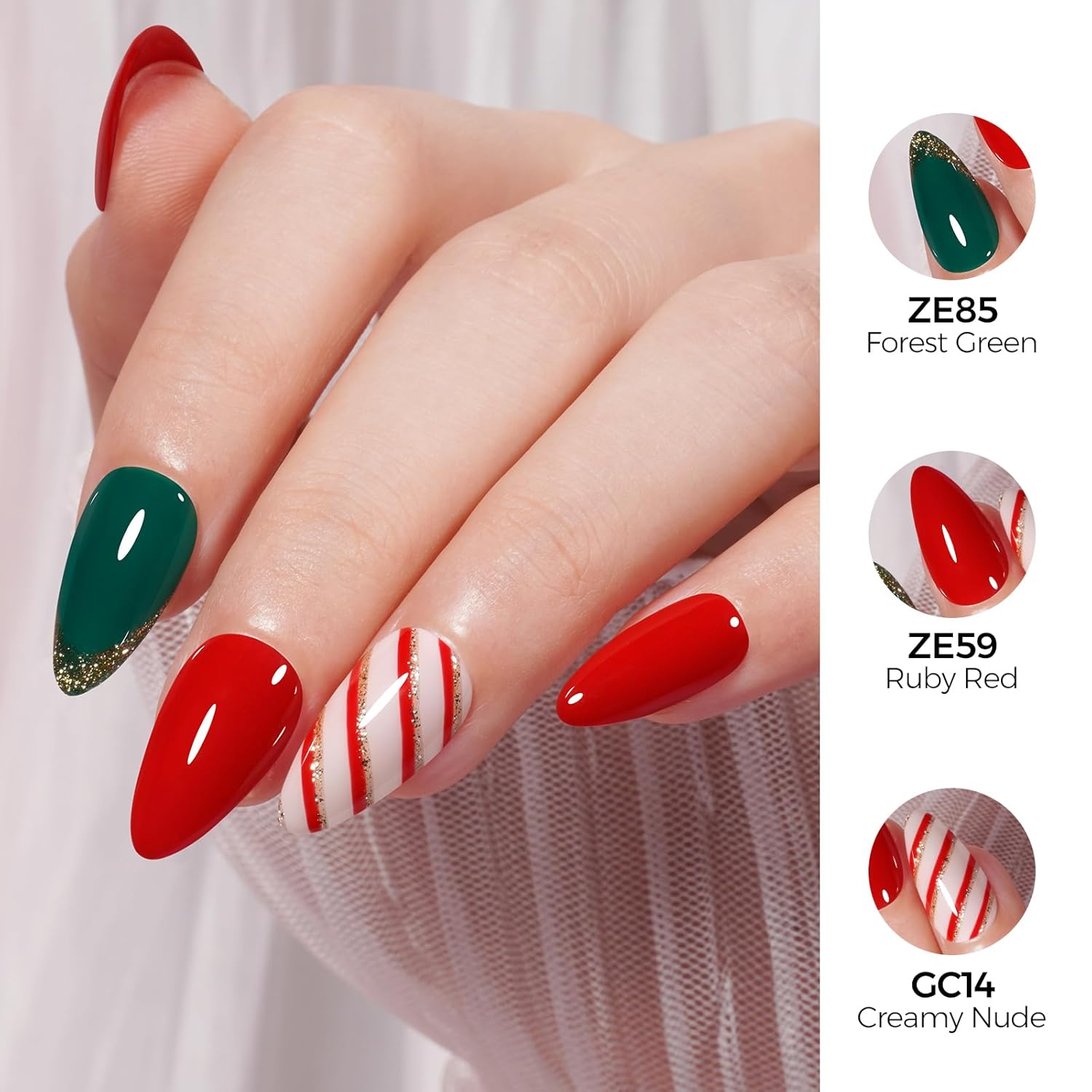 TOMICCA Green Gel Nail Polish, Forest Green Color Gel Polish, Soak Off UV LED Cure Nail Polish, Nail Art Manicure Salon DIY at Home Present for Women - Image 4