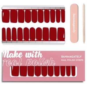 Nail Polish Strips, 20Pcs Salon Quality Gel Nail Stickers, Easy Long Lasting Wraps for Short Nails no UV Light Needed (Red)
