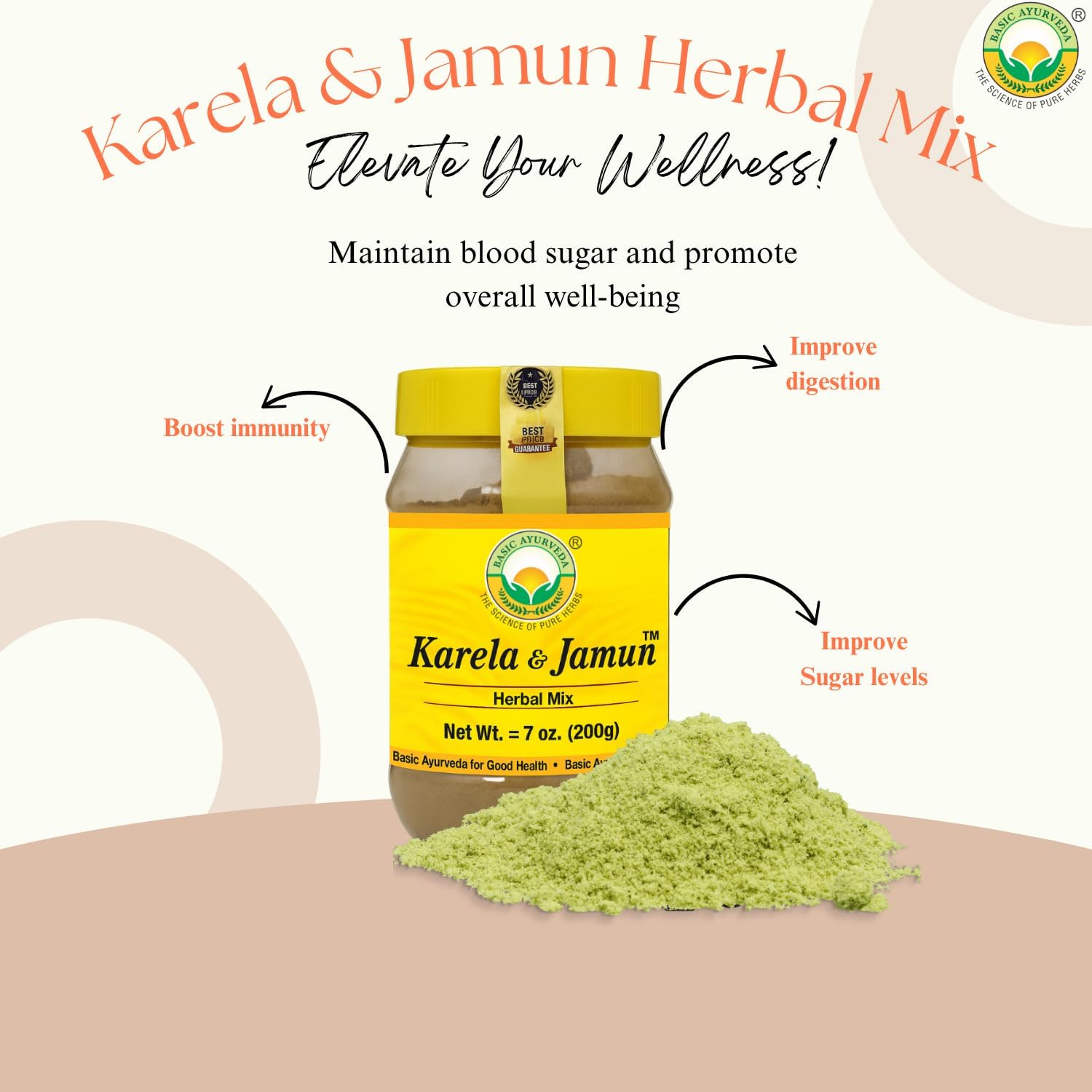 BASIC AYURVEDA Karela & Jamun Herbal Mix Powder | Traditional Bitter Gourd & Indian BlackBerry Blend | Natural Plant-Based Supplement for Daily Routine & Lifestyle Support | 7.05 Oz (200g) - Image 3