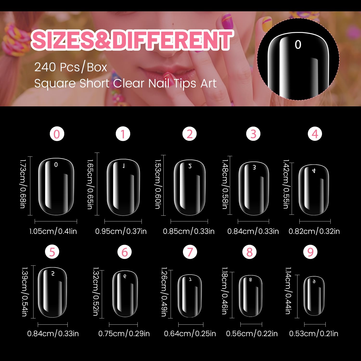 krofaue Kids Fake Nails - Short Oval Clear Nail Tips 240pcs Kids Press On Nails for Little Girls Full Cover Children Fake Nails Decoration 10 Sizes Artificial Acrylic Soft Gel Nail Tips - Image 2