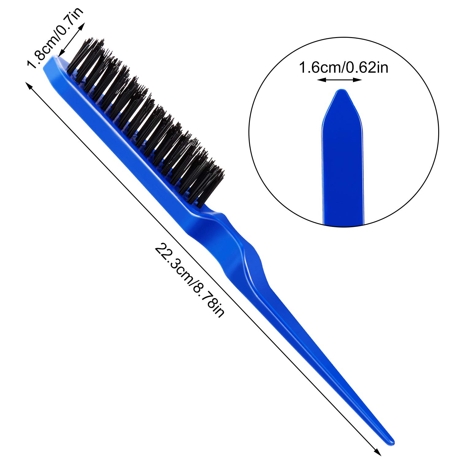 Yaomiao 6 Pcs Nylon Rat Tail Brush Set for Women - Three Row Salon Brushes for Back Combing, Root Volumizing, and Scalp Massage - Image 2