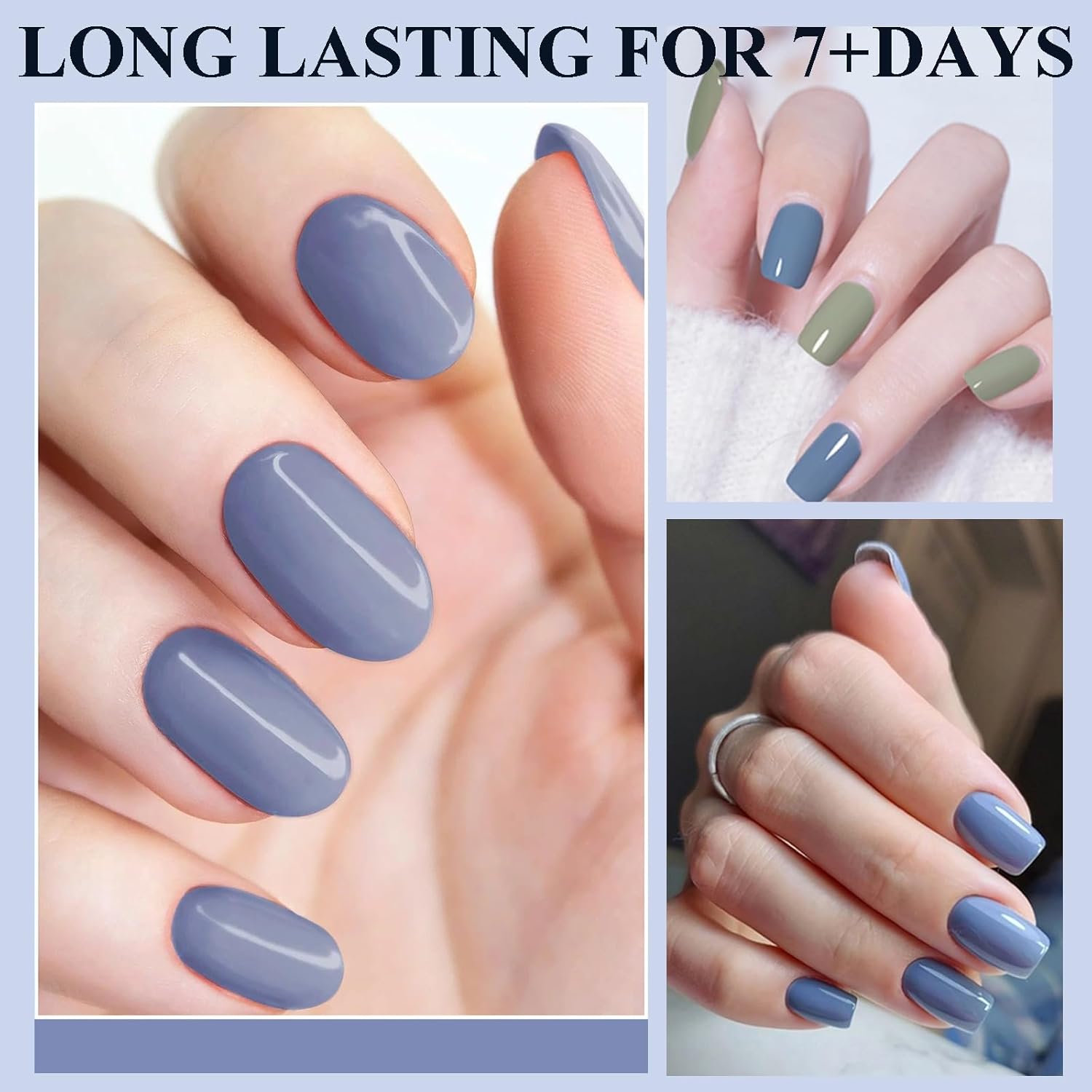 Blue Nail Polish - Long-Lasting Nail Polish - Air Dry Quick Dry Nail Varnish - Chip Resistant Nail Lacquer Easy Apply - Fingernail Polish Nail Art Polish for Women Manicure DIY - Image 5