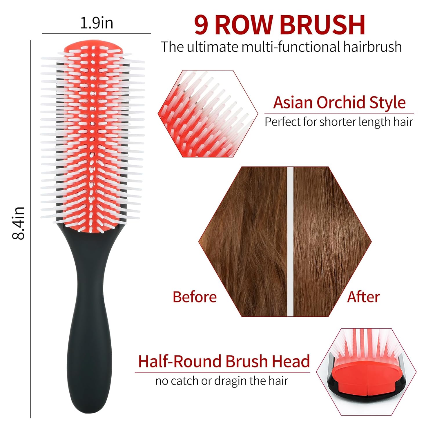 Textured Hair Brush Set for 3a to 4c Afro Hair Detangler Black - Image 4