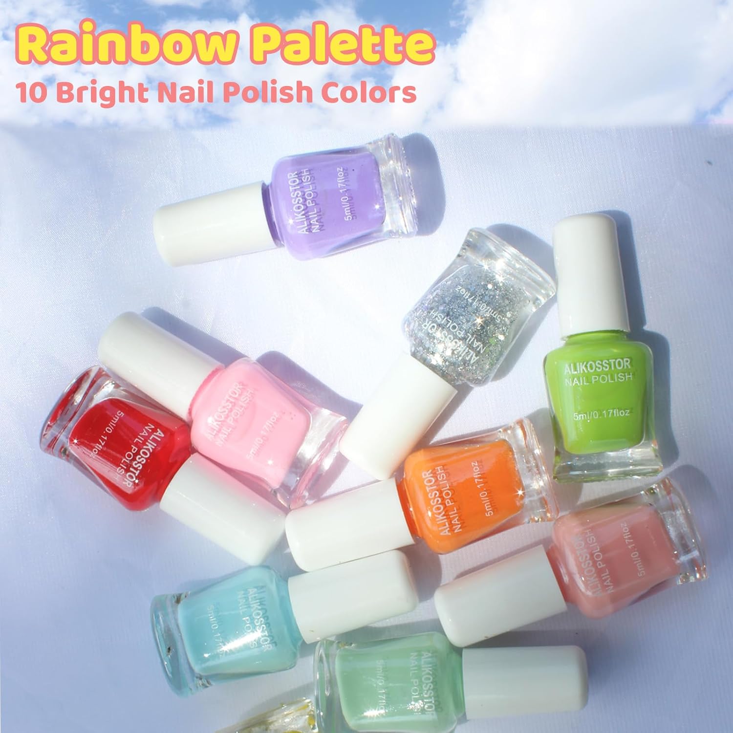 Kids Nail Polish Set for Girls - 10 Rainbow Colors Non-Toxic Quick Dry Peel Off Water Based Nail Polish Toys Kit for Toddler Teen Party - Image 7