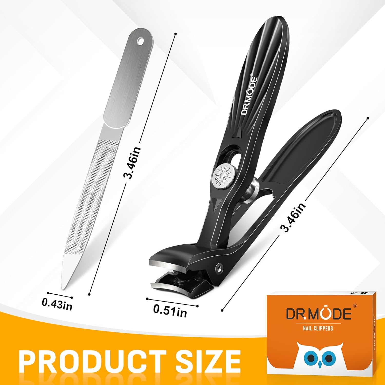DRMODE Nail Clippers for Men Thick Nails, Angled Head Toe Nail Clippers for Thick Nails for Seniors, Wide Jaw Opening Toenail Clippers Heavy Duty Fingernail Clipper with Catcher Long Handle - Black - Image 8