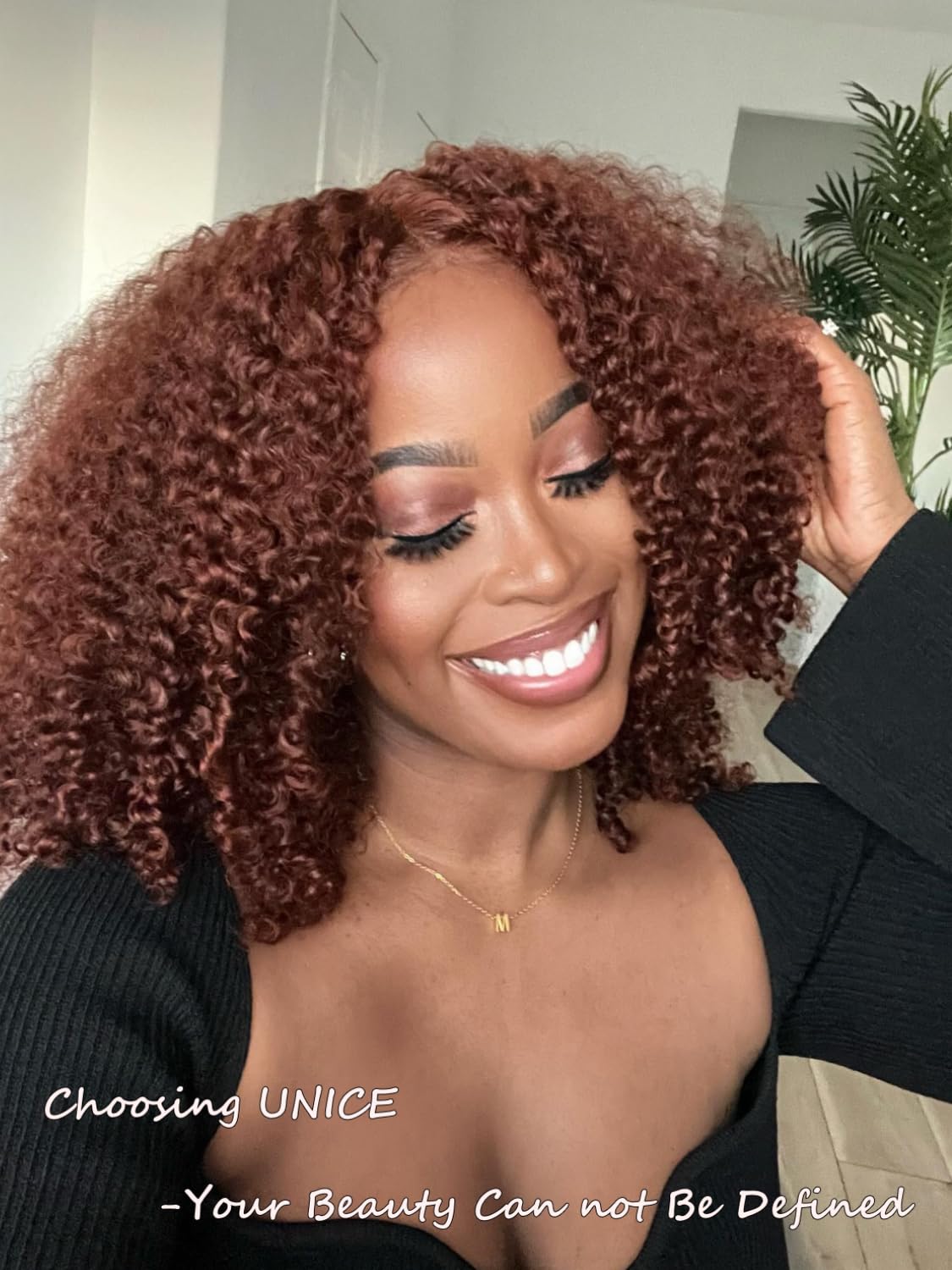 UNICE 8 inch Short Curly Beyond Basics Bob Wig Human Hair Bye Bye Knots Glueless Wigs Pre Plucked Pre Cut 7x5 HD Lace Closure Ready to Go Wig Reddish Brown Color - Image 2