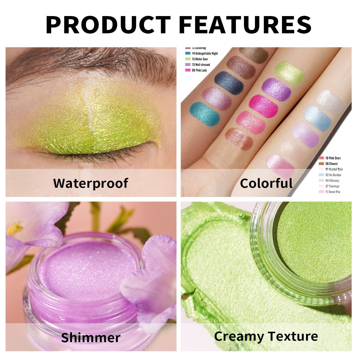 Oulac Lime Green Eyeshadow-Green Glitter Eyeshadow Highly Pigmented Waterproof & Long Lasting for Women with Moisturizing Formula. Multi-use for Highlighter. 6g (15) - Image 4