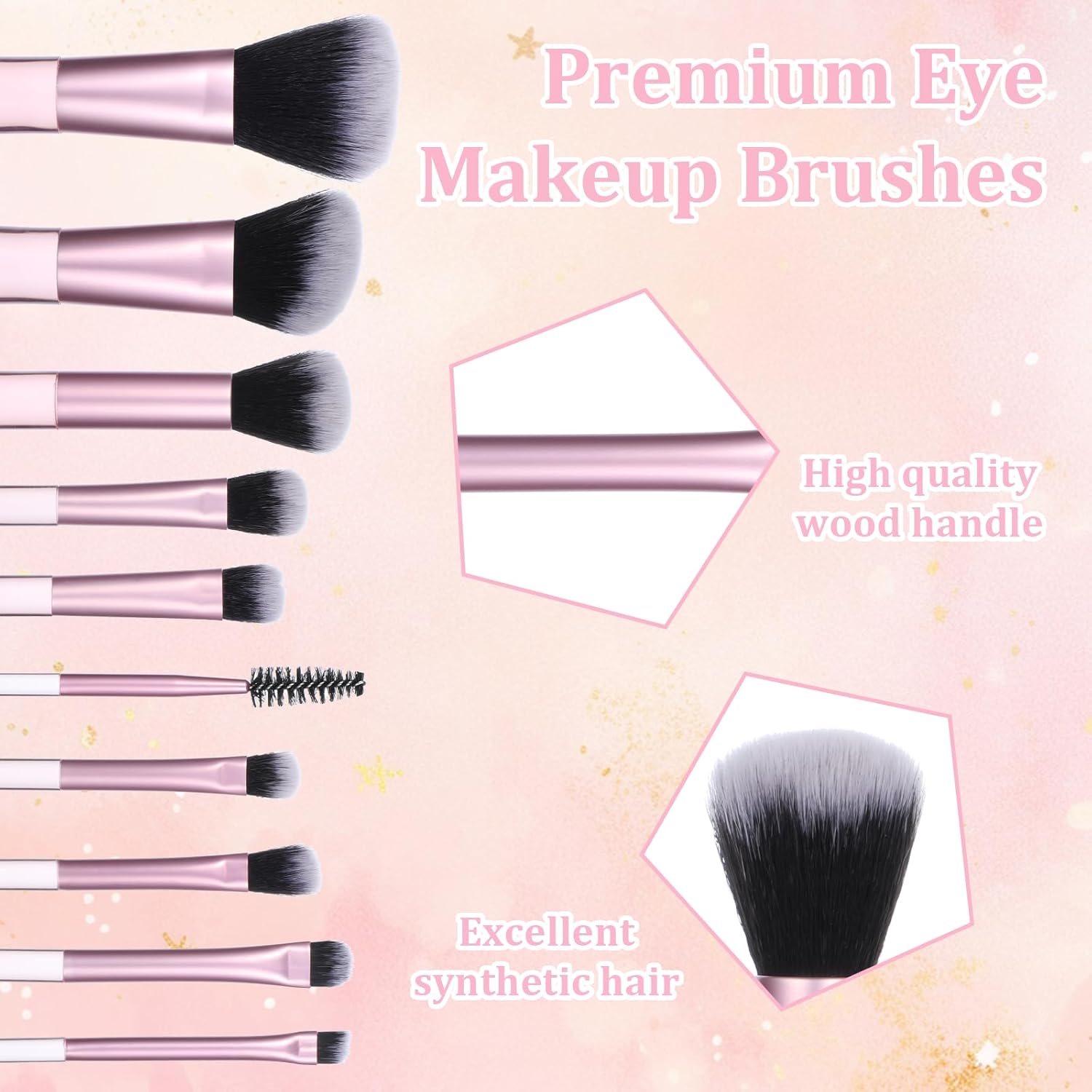10 Pcs Mini Travel Makeup Brush Set With Pouch Pink Portable Travel Size Makeup Brushes Professional Cosmetic Brush Travel Essentials kits for Women Girls Brush Blush Powder Eye Shadow - Image 3