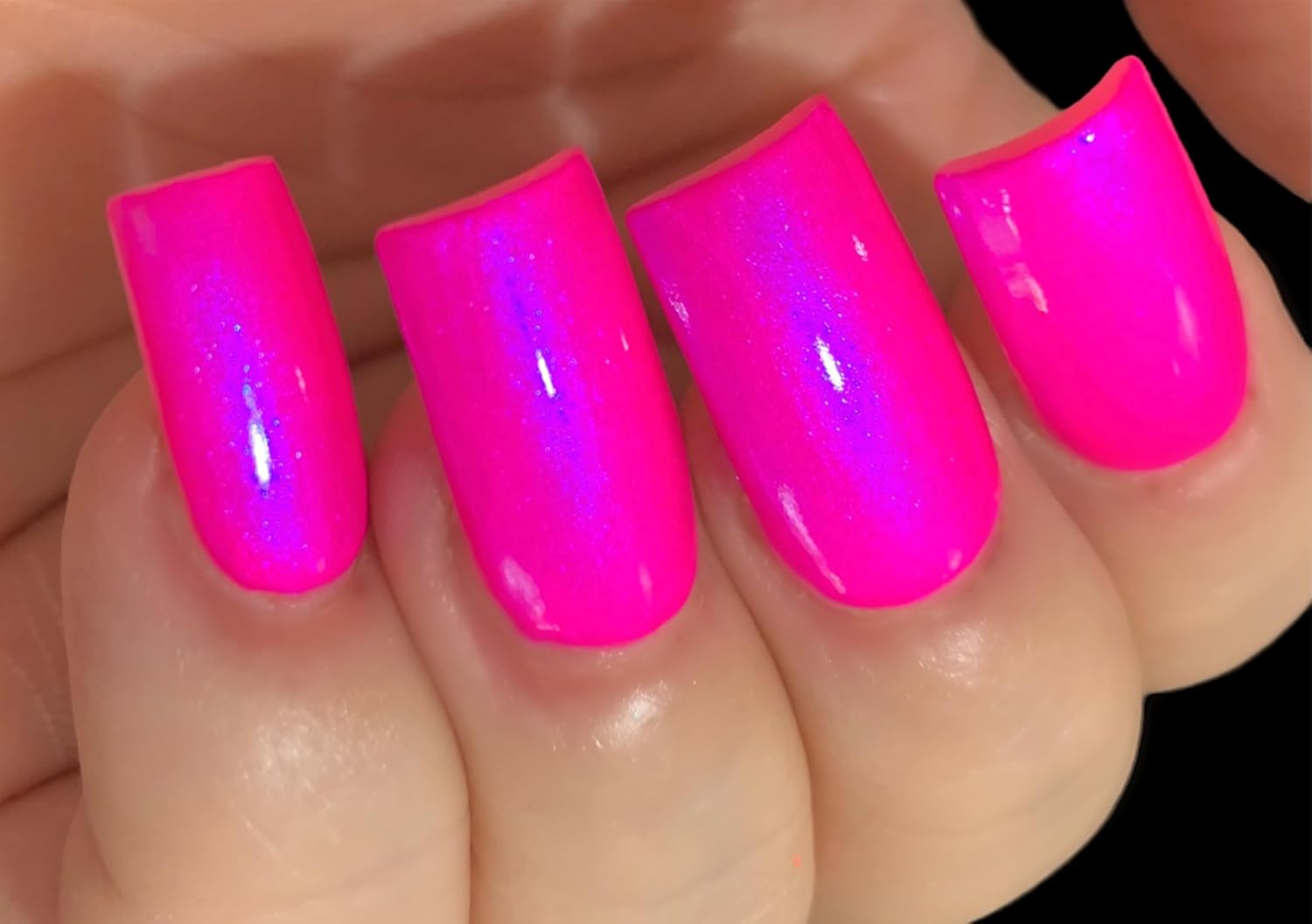 Barbee On The Glow - Neon Pink Blue NEON Glow Pop Collection MultiColor Shifting: Mylar Oil Slick Indie Nail Polish - Image 3