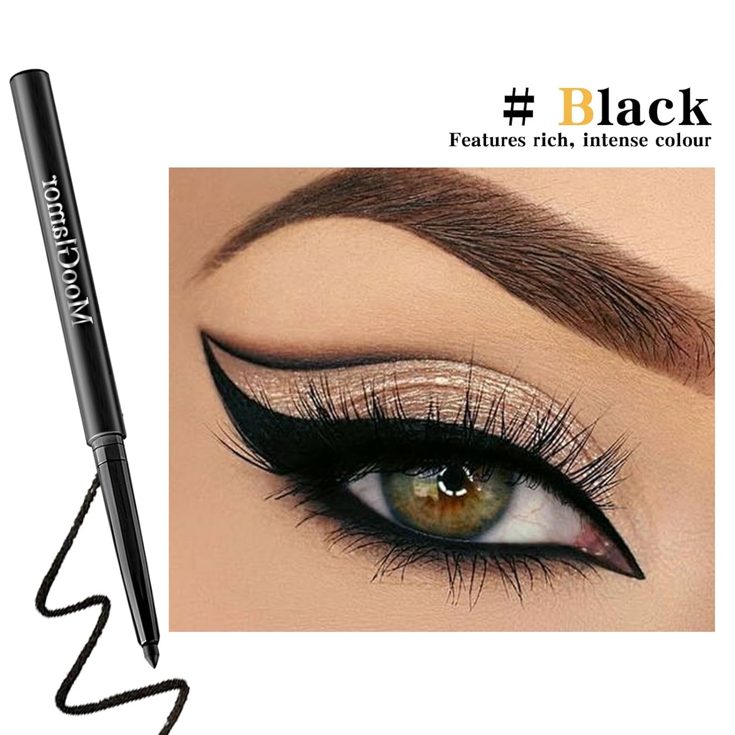 12 Pcs Black Eyeliner Pencil Gel Eyeliner Pen with Retractable and Waterproof Eye Liner for Bold and Defined Eye Liner(Black) - Image 2