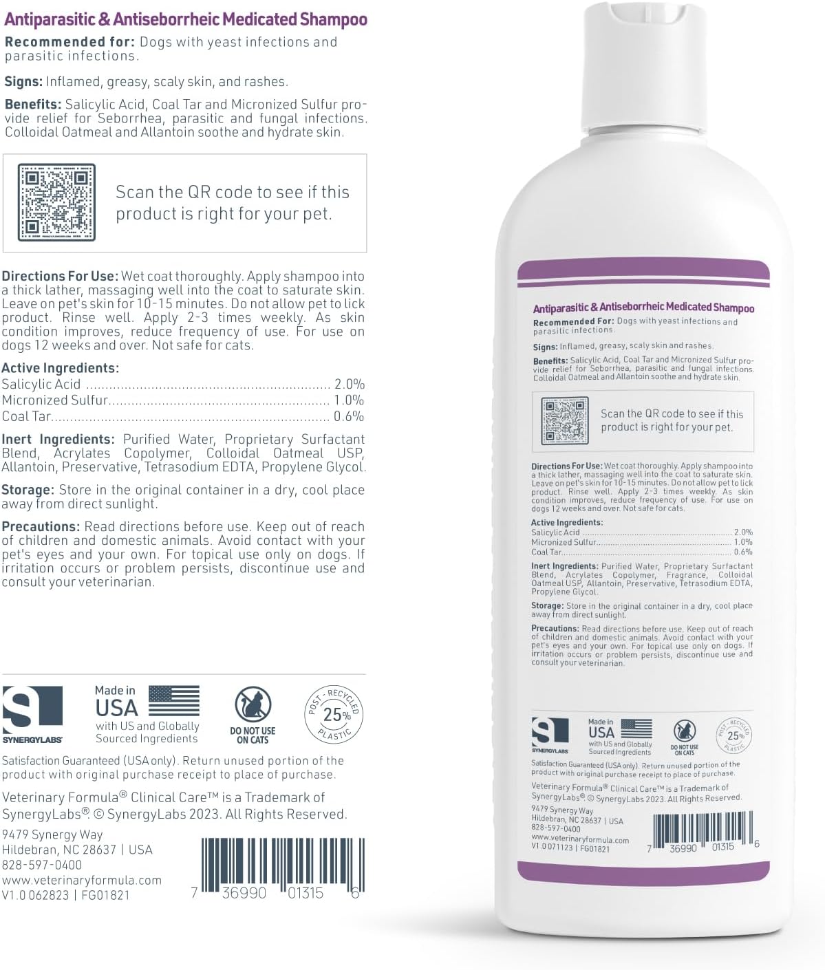 Veterinary Formula Clinical Care Antiparasitic & Antiseborrheic Medicated Dog Shampoo, 16 oz – Paraben, Dye, Soap Free – Hydrating and Antifungal Shampoo for Dogs, White - Image 8