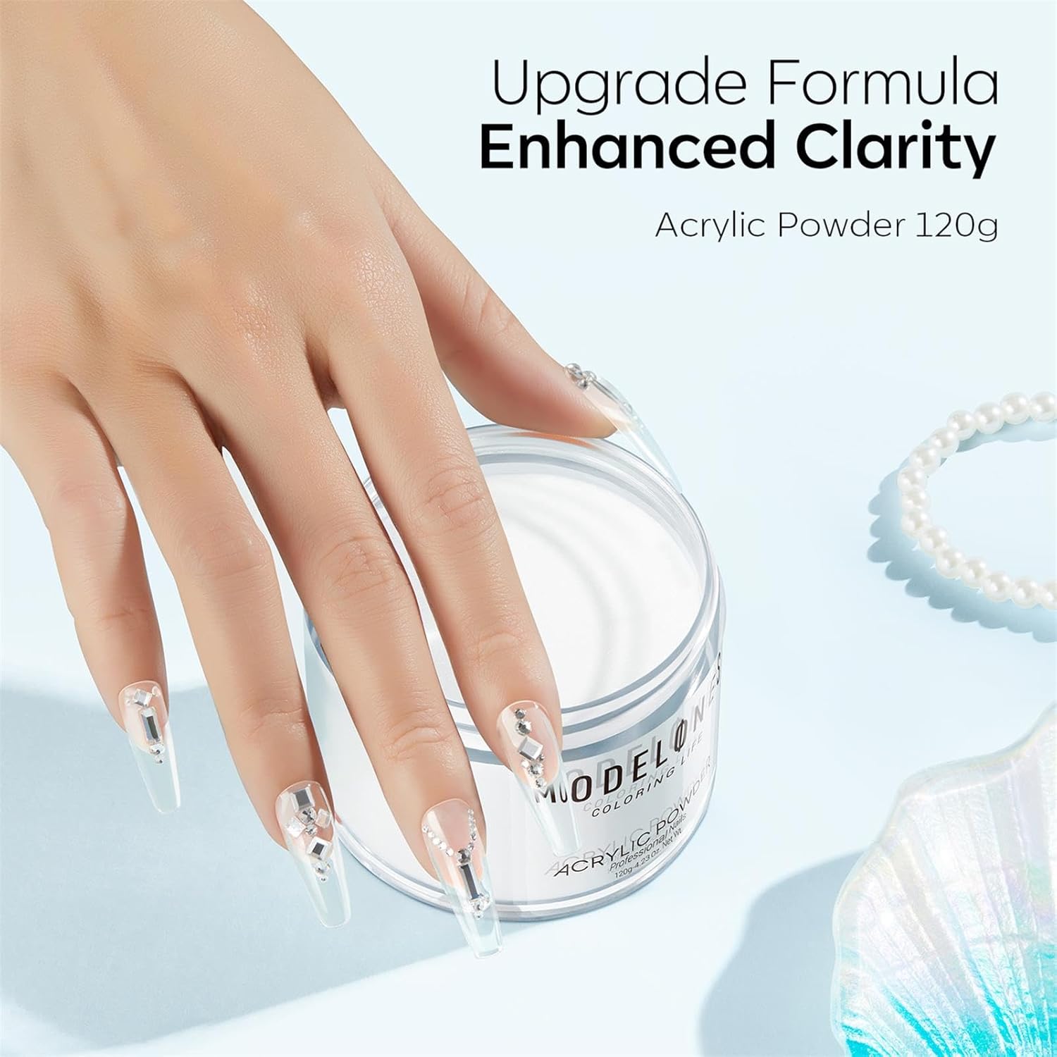 modelones Acrylic Powder, Upgraded 4.23oz Clear Acrylic Nail Powder, Crystal Clear Nail Acrylic Powder for Acrylic Nail Art 3D Nail Carving French Nail Extension, Non-Yellowing, Gifts for Women - Image 8