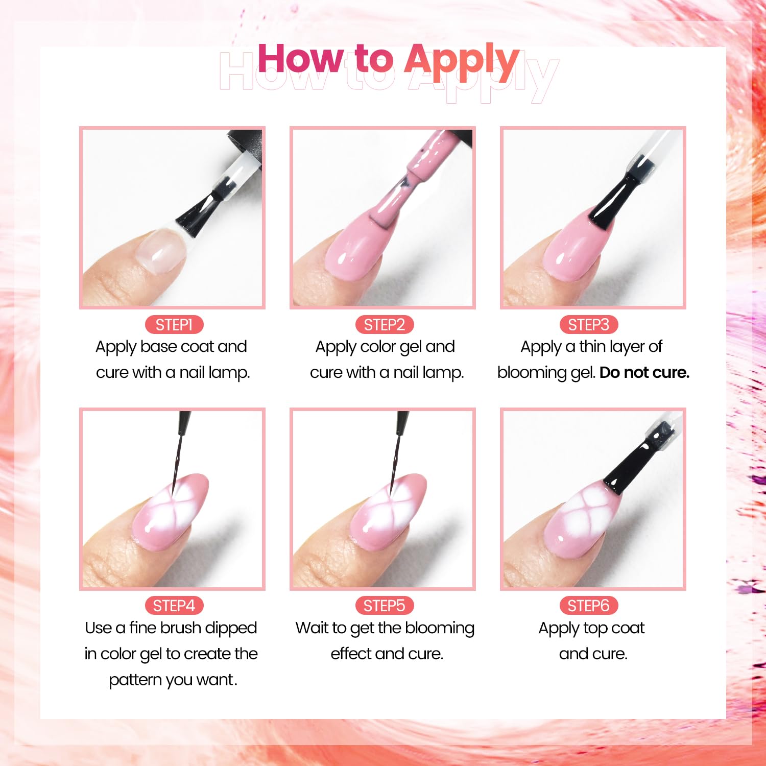 JODSONE 10ML Blooming Gel Nail Polish Clear Marble Nail Nail Art Accessories for Spreading Effects, Floral Print, Watercolor Design for Women - Image 7