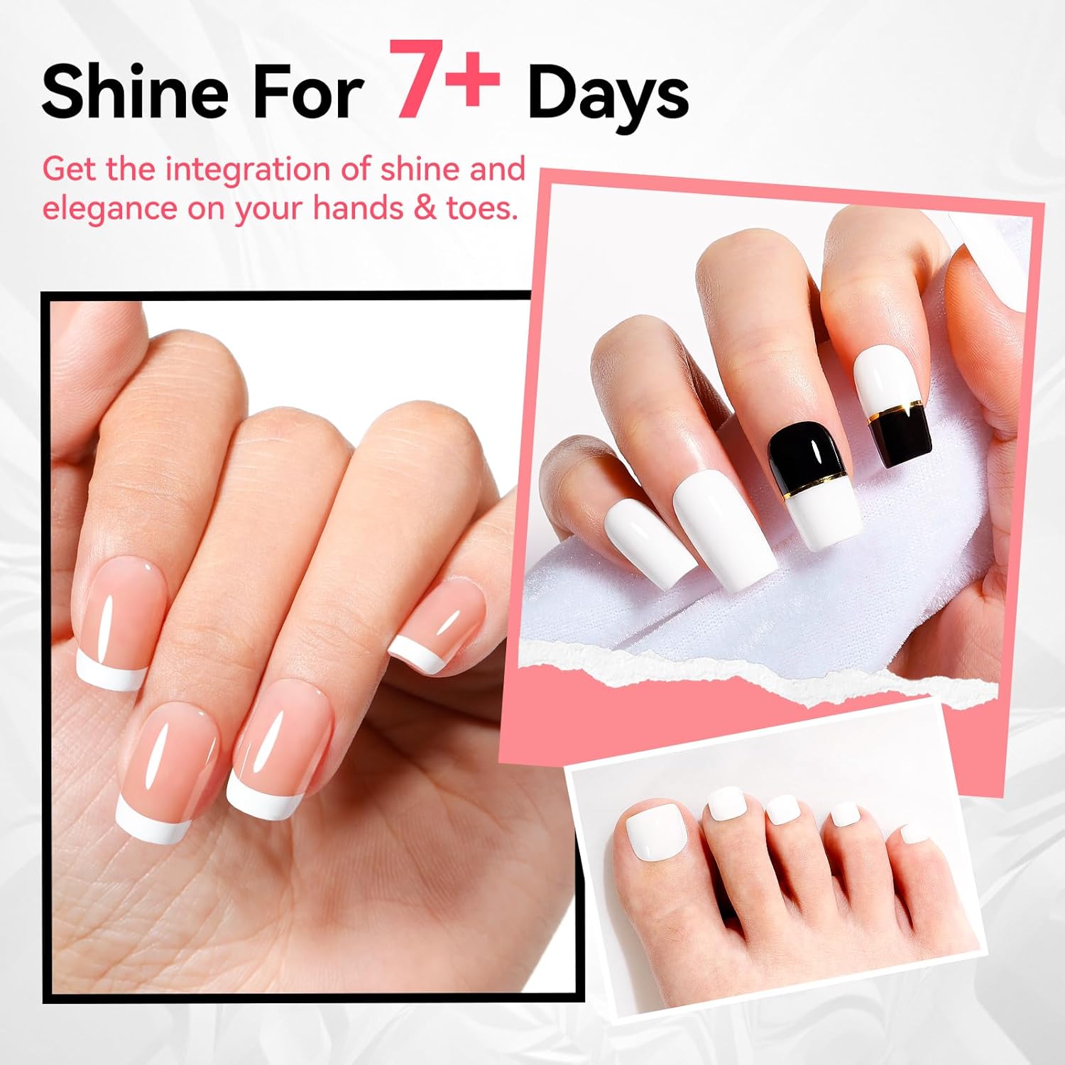 Classic French White Nail Polish 9-Free Vegan with Castor Oil 15ml, Fast Drying - Image 4