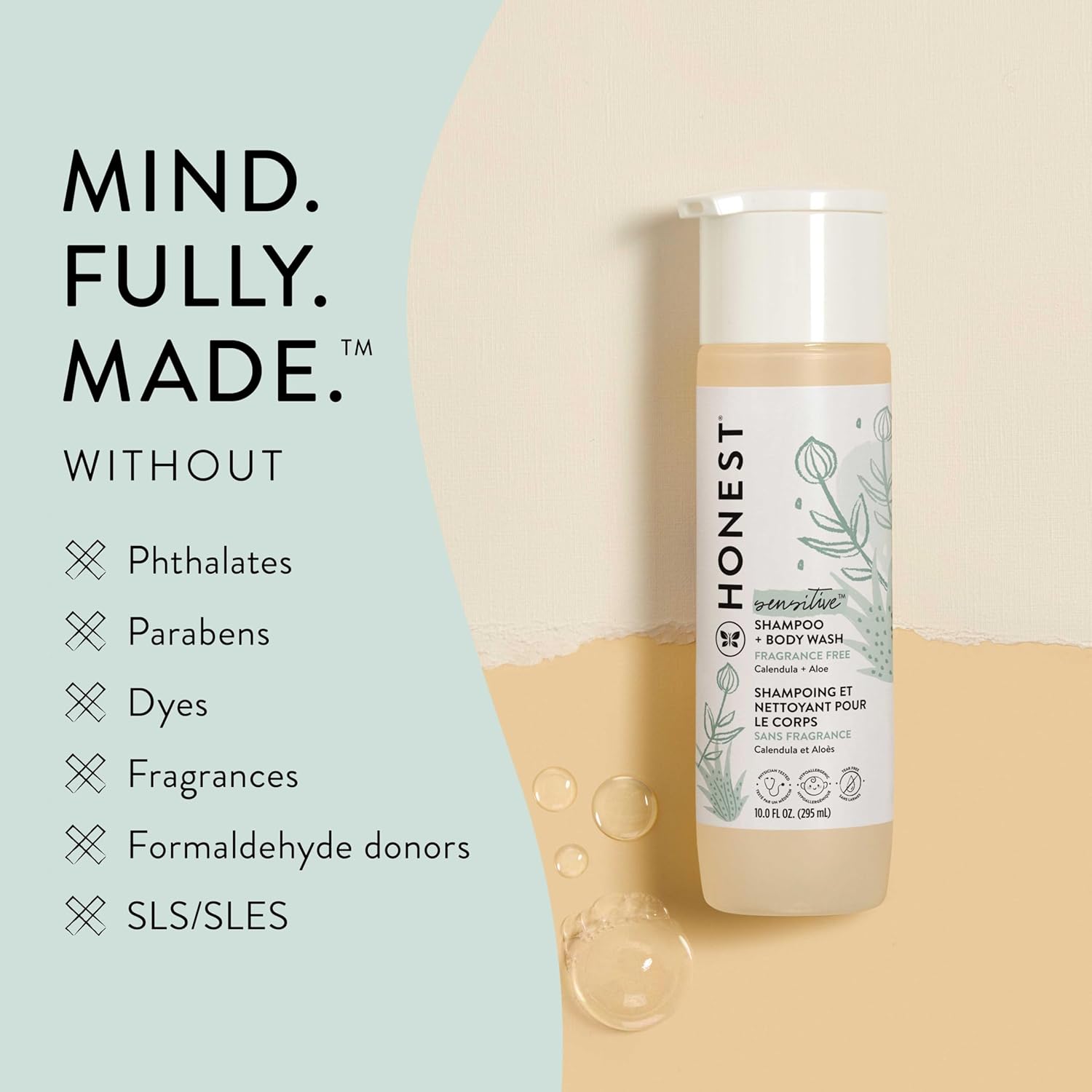 The Honest Company 2-in-1 Cleansing Shampoo + Body Wash for Sensitive Skin | Gentle for Baby | Naturally Derived, Tear-free, Hypoallergenic | Fragrance Free, 10 fl oz - Image 5