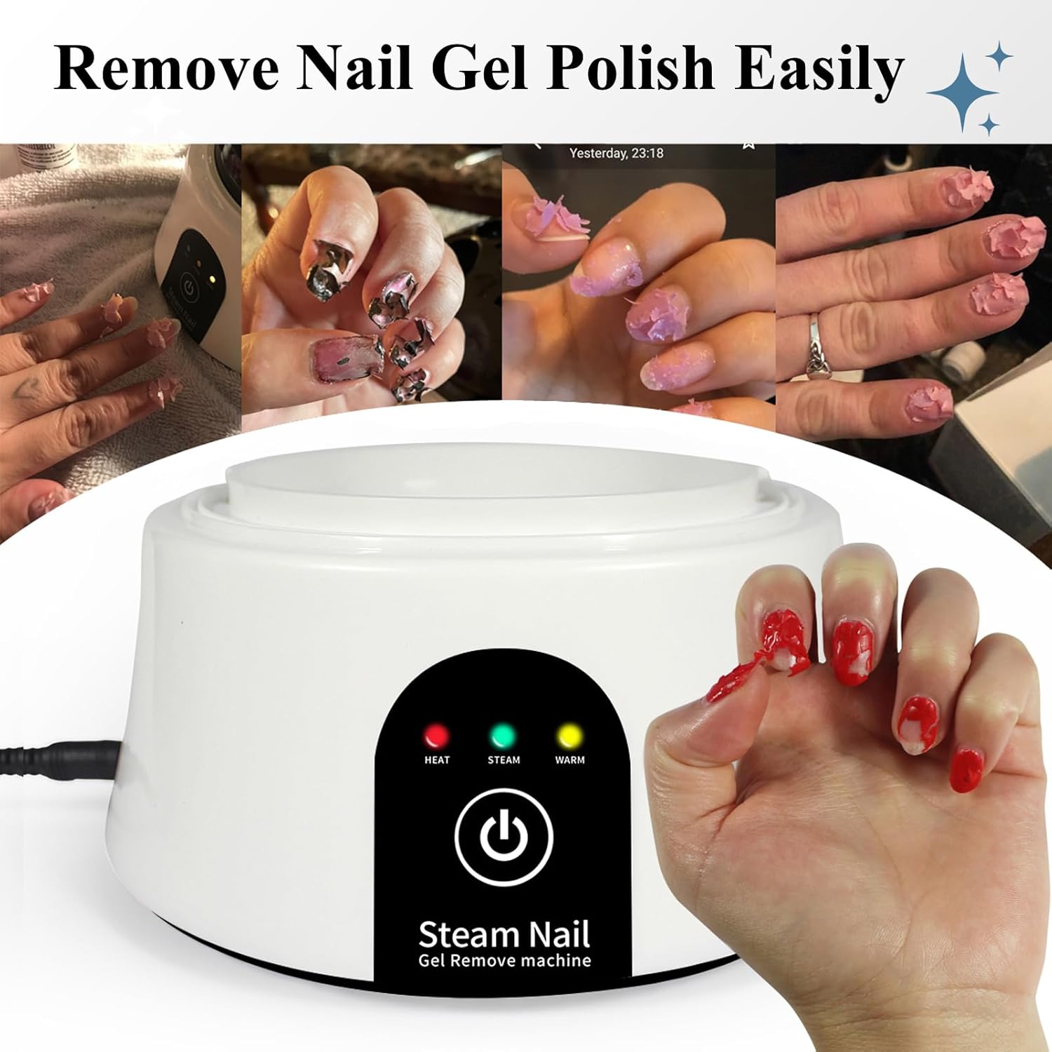 Electric Nail Soaking Bowl, Soak off Bowl for Gel Nail Polish, Acrylic Nails, Dip Powder Removal, Black - Image 3
