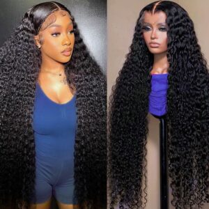 32 Inch 13x6 Deep Wave Lace Front Wigs Human Hair 200% Density HD Lace Front Wigs Human Hair Pre Plucked Natural Color Glueless Wig 100% Virgin Lace Front Wigs for Women
