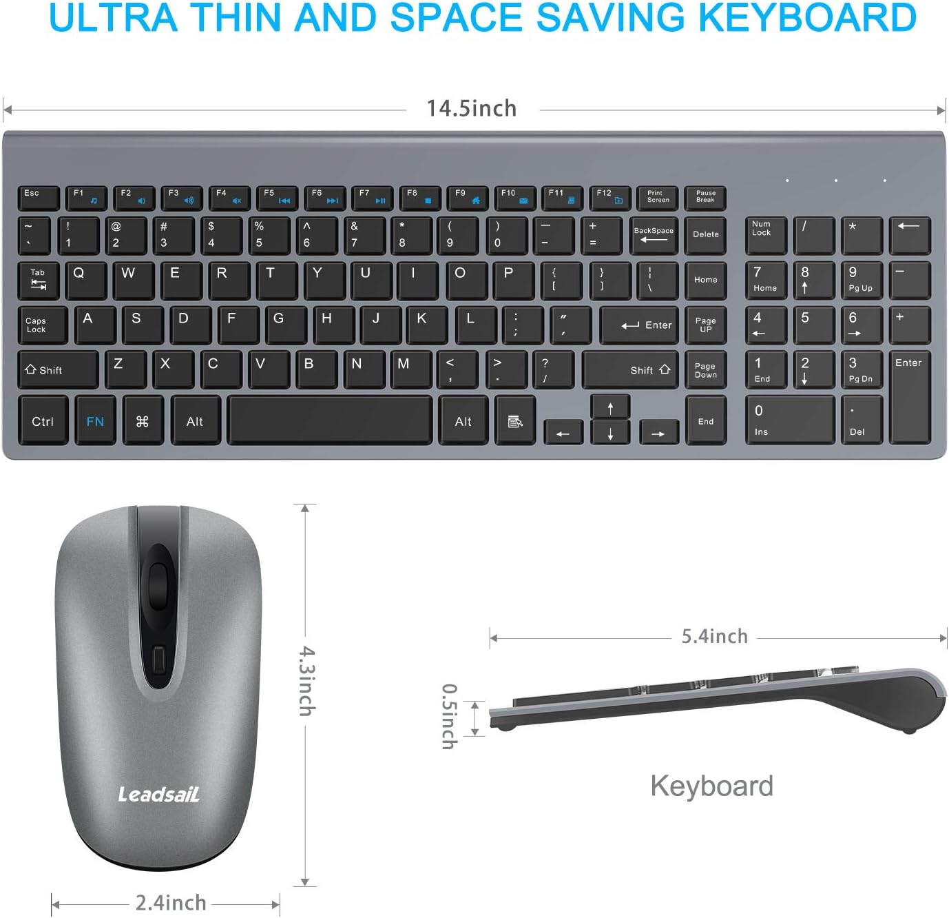 LeadsaiL Wireless Keyboard and Mouse Combo, Wireless USB Mouse and Computer Keyboard Set, Compact and Silent for Windows Laptop, Desktop, PC - Image 3