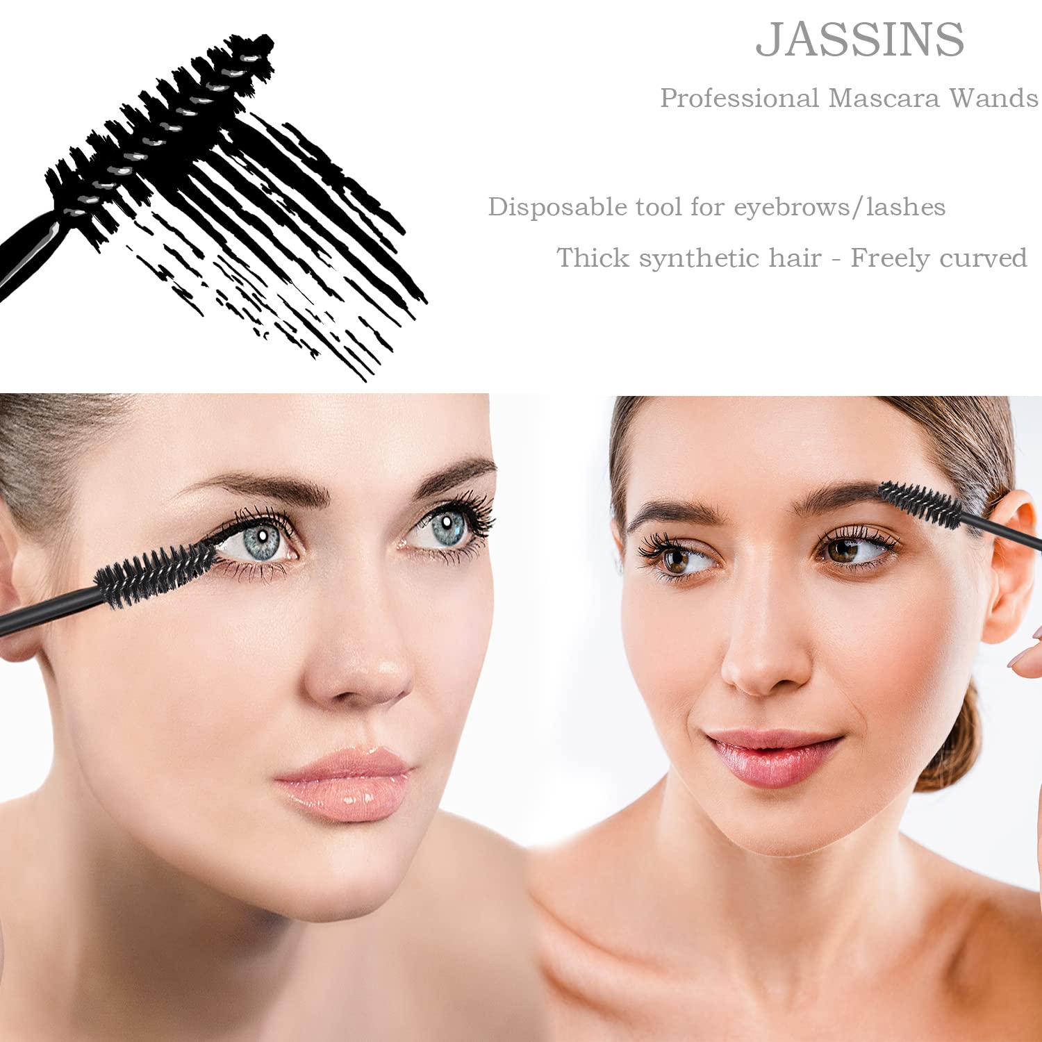 300pcs Disposable Makeup Tool Kit,Brow brush/Mascara brush/Lip Applicators/Eyeshadow applicators/Eye liner brush,JASSINS Makeup Disposable Accessories With Organizer Box - Image 4