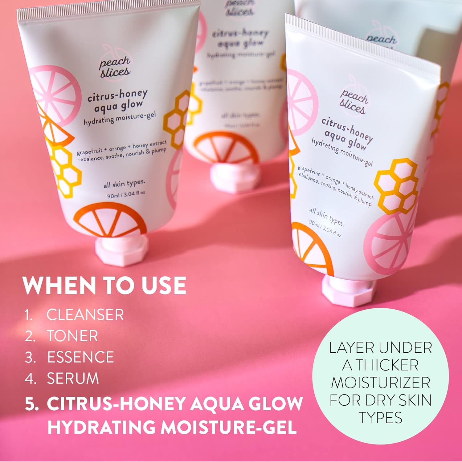 Peach Slices Citrus-Honey Aqua Glow Hydrating Moisture Gel Face Moisturizer 3.04 oz - Image 7