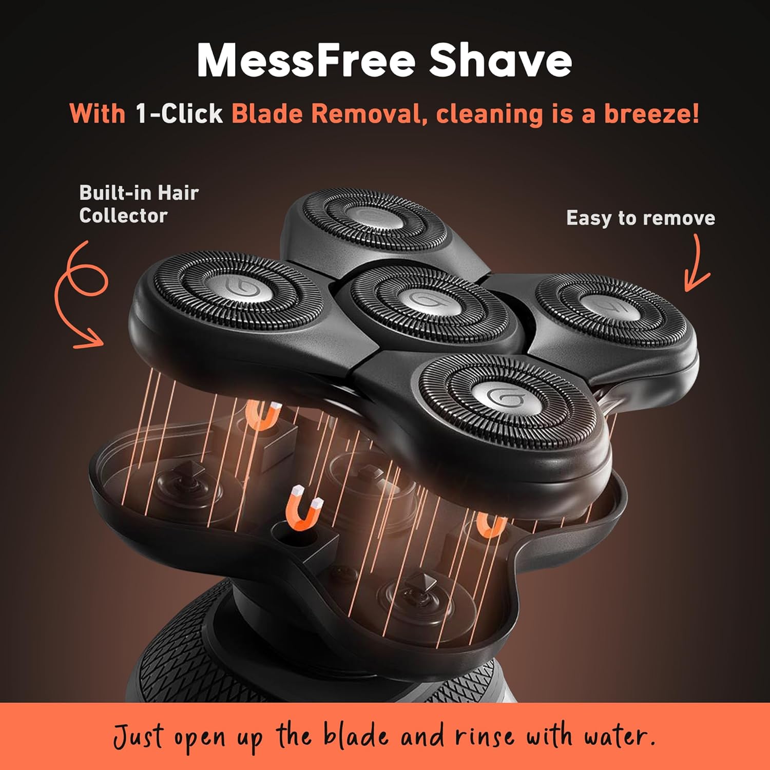 Groomie Cordless Bald Head Shavers for Men, BaldiePro Head Grooming Kit - Ergonomic & Waterproof Head Shavers for Bald Men - Electric Hair Shaver & Head Razor - Men's Rotary Shaver for Smooth Shave - Image 6
